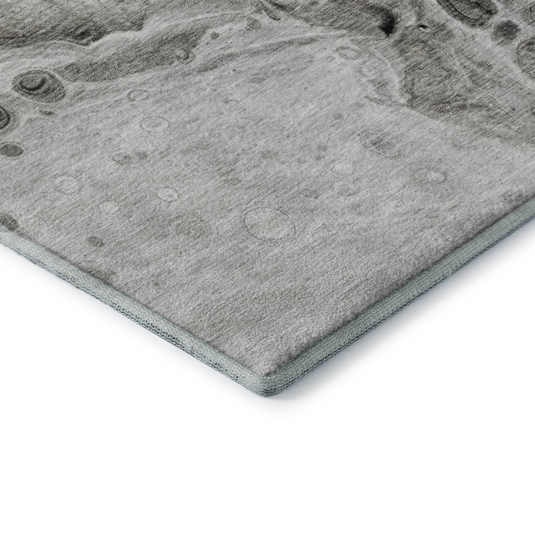 Lisbon Machine Washable Transitional Pewter Gray Rug 1'8" x 2'6" #shape_Rectangle