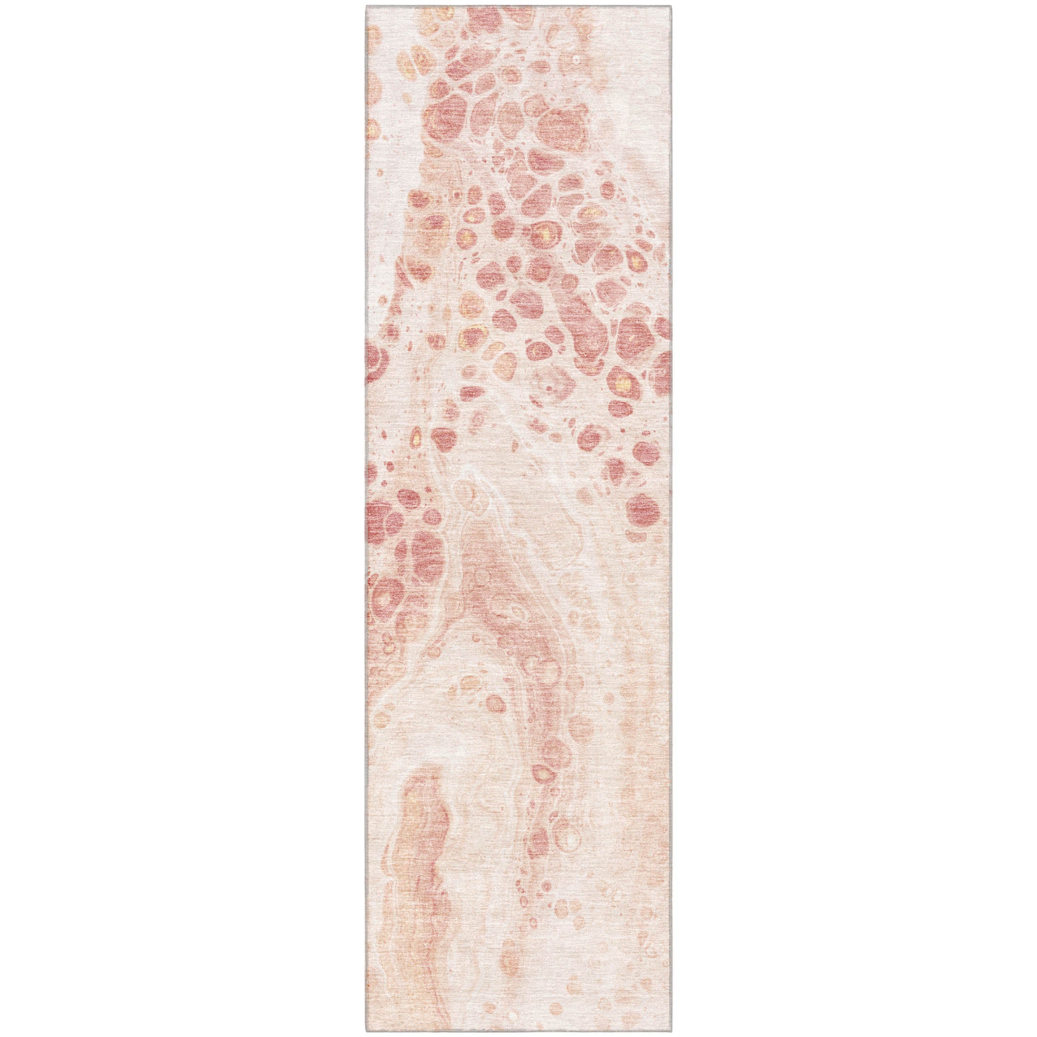 Bruges Machine Washable Transitional Salmon Orange Rug 2'3" x 7'6" #shape_Runner