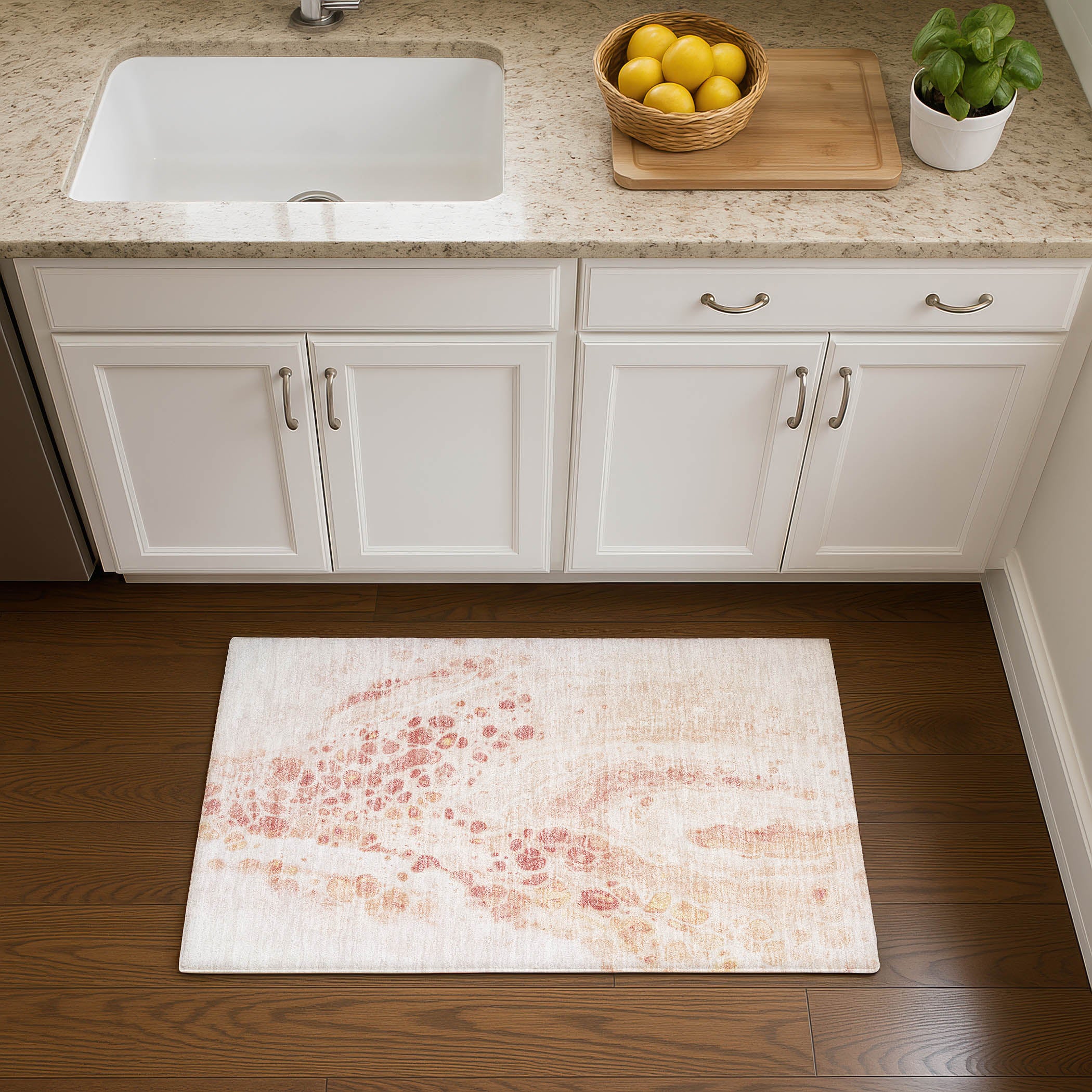 Bruges Machine Washable Transitional Salmon Orange Rug 1'8" x 2'6" #shape_Rectangle