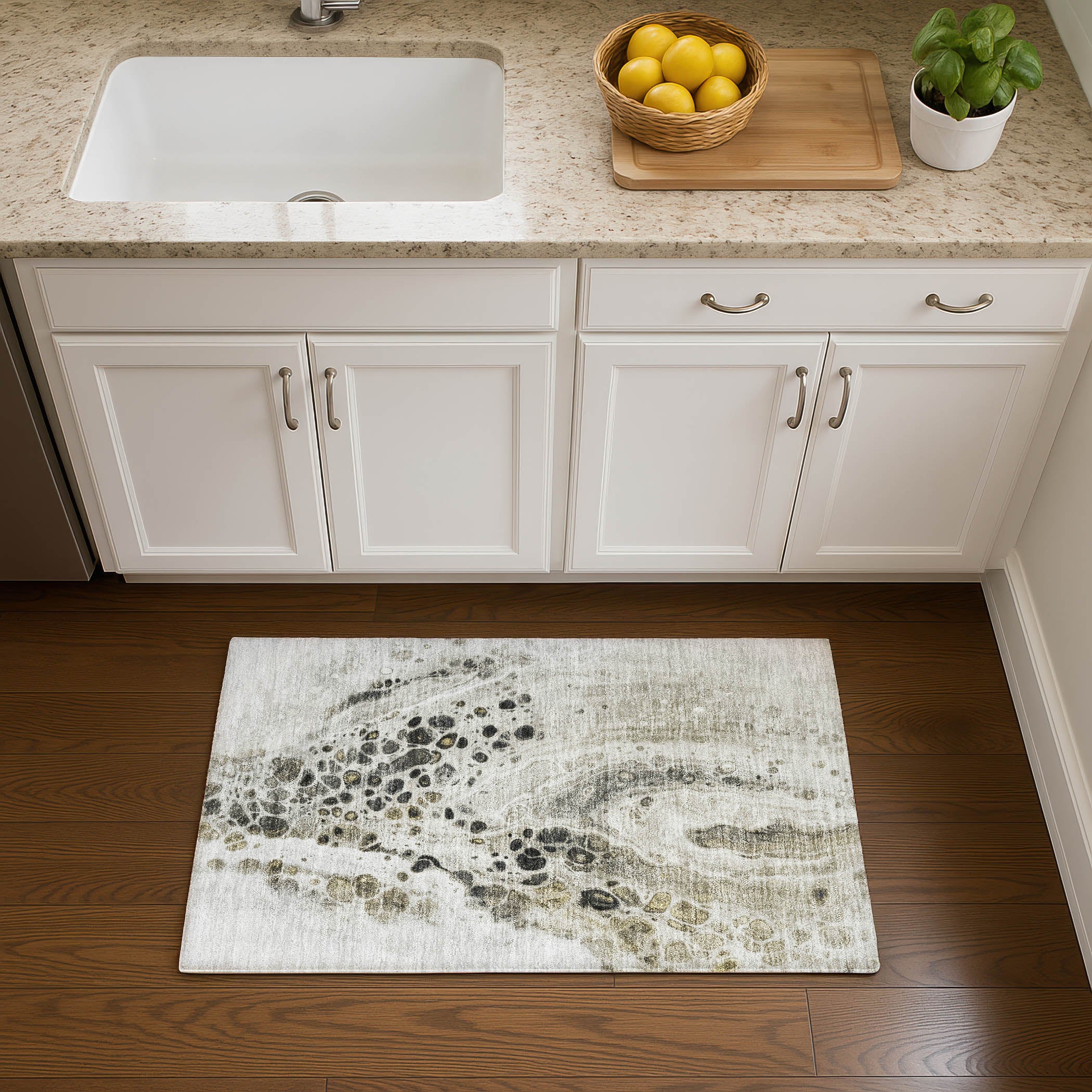 Bruges Machine Washable Transitional Taupe Brown Rug 1'8" x 2'6" #shape_Rectangle