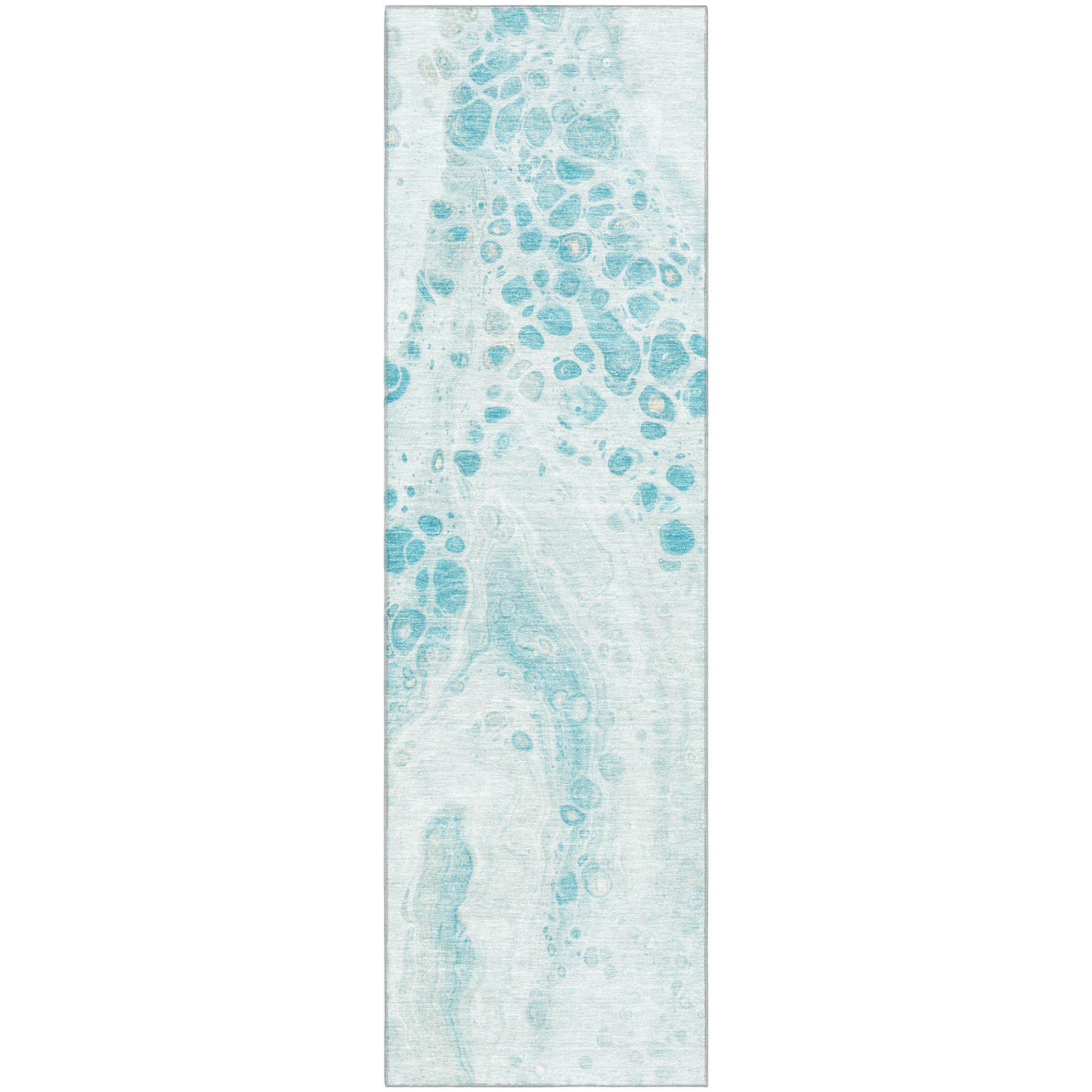 Bruges Machine Washable Transitional Teal Rug 2'3" x 7'6" #shape_Runner