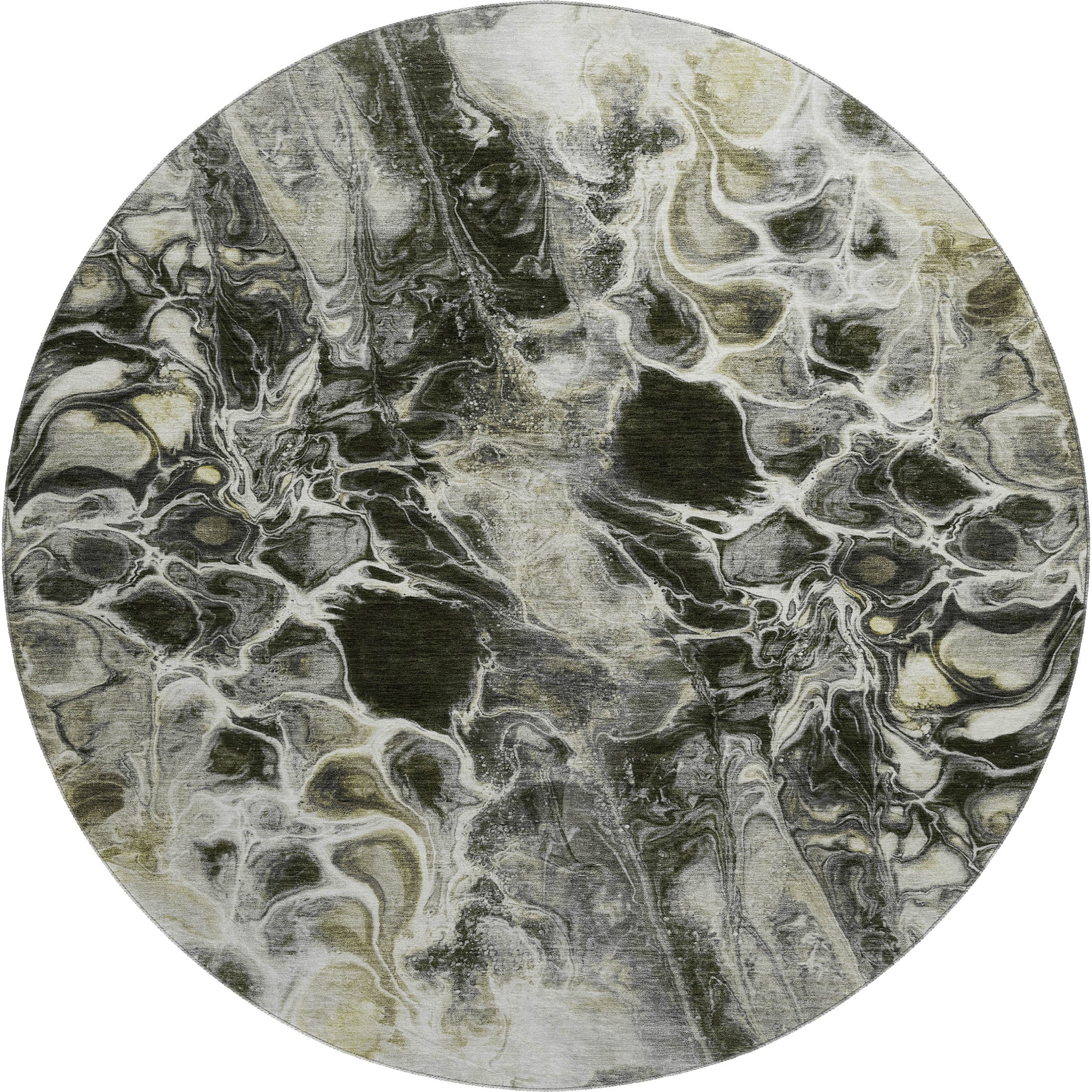 Bogota Machine Washable Transitional Pewter Gray Rug 8' x 8' #shape_Round