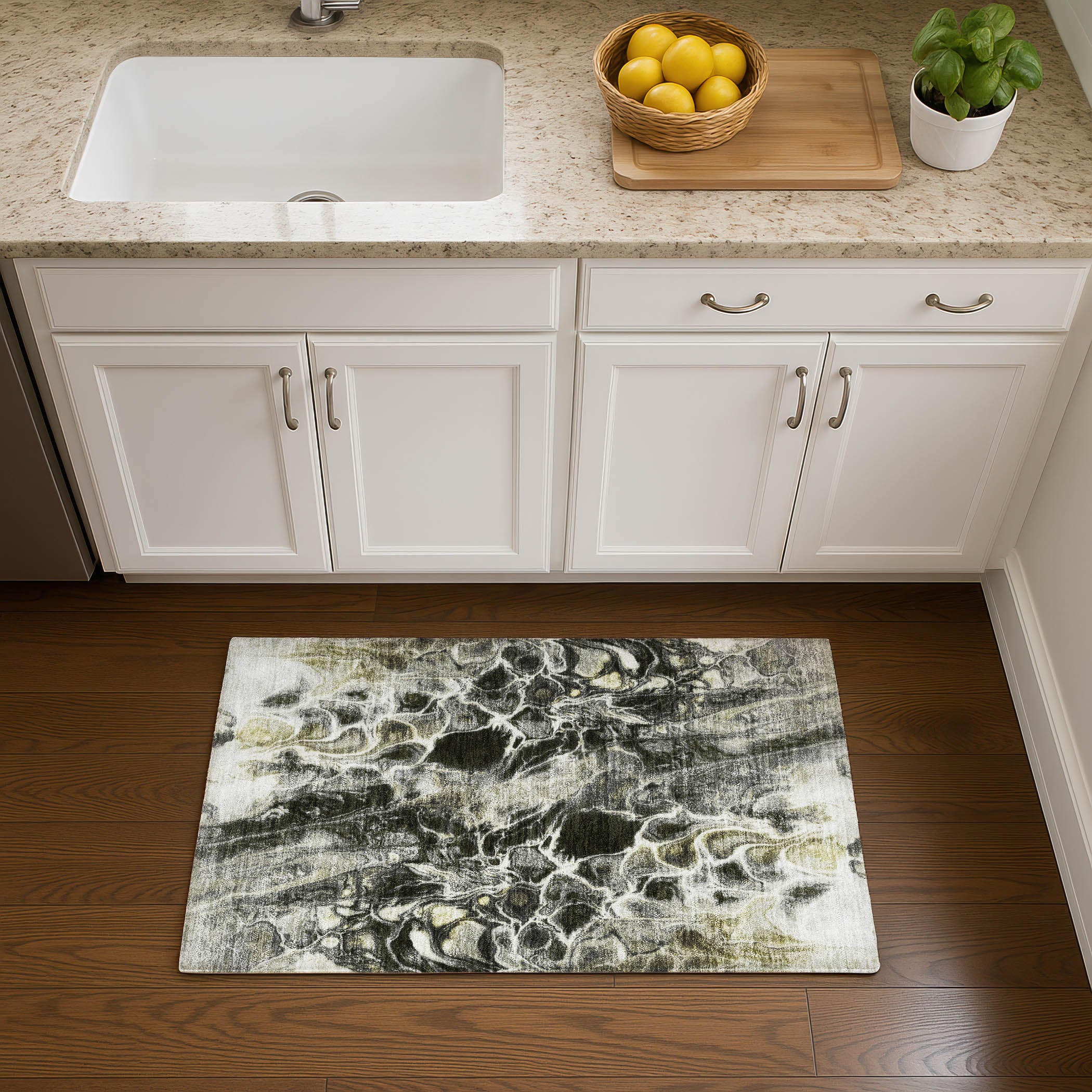 Bogota Machine Washable Transitional Pewter Gray Rug 1'8" x 2'6" #shape_Rectangle