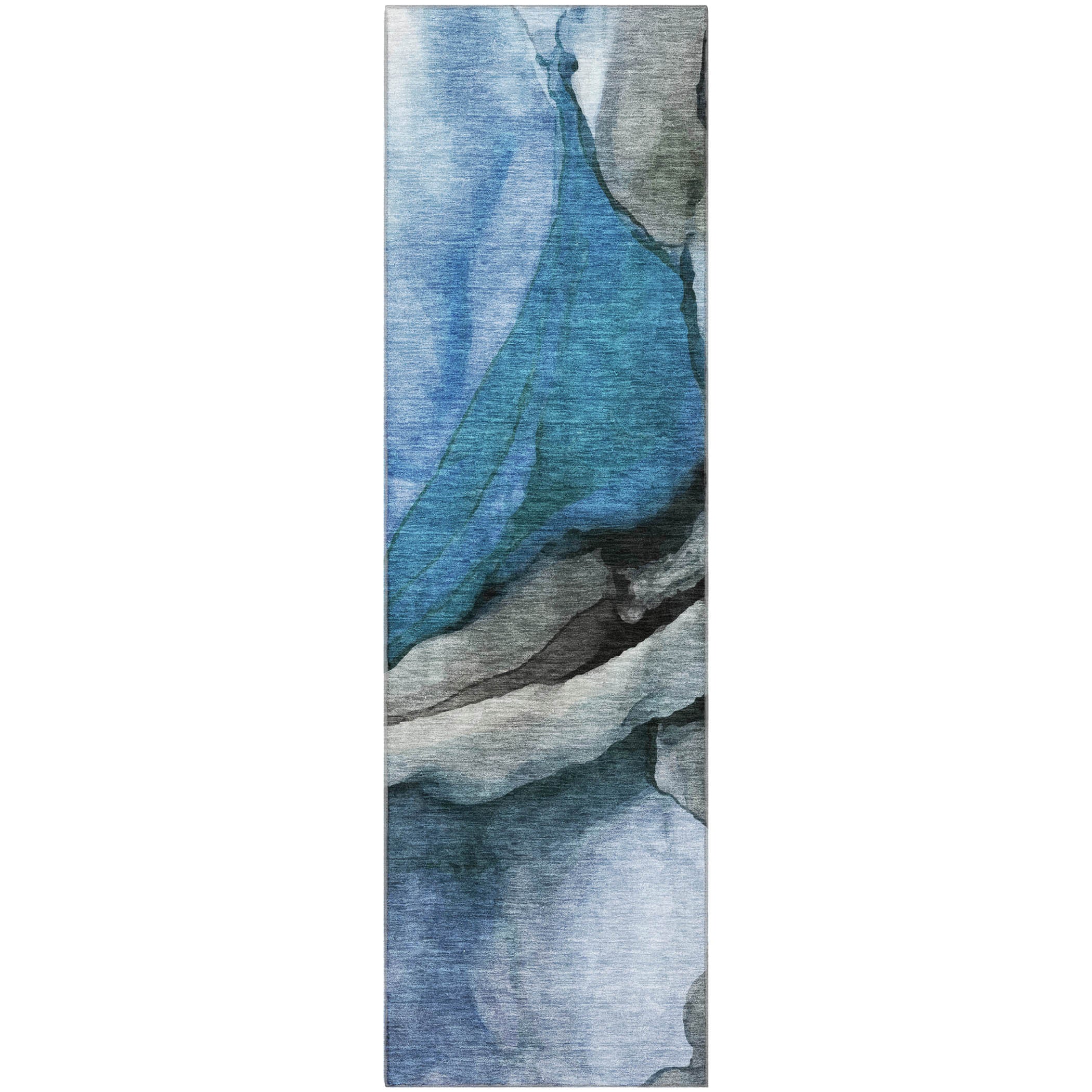 Tbilisi Machine Washable Transitional Blue Rug 2'3" x 7'6" #shape_Runner