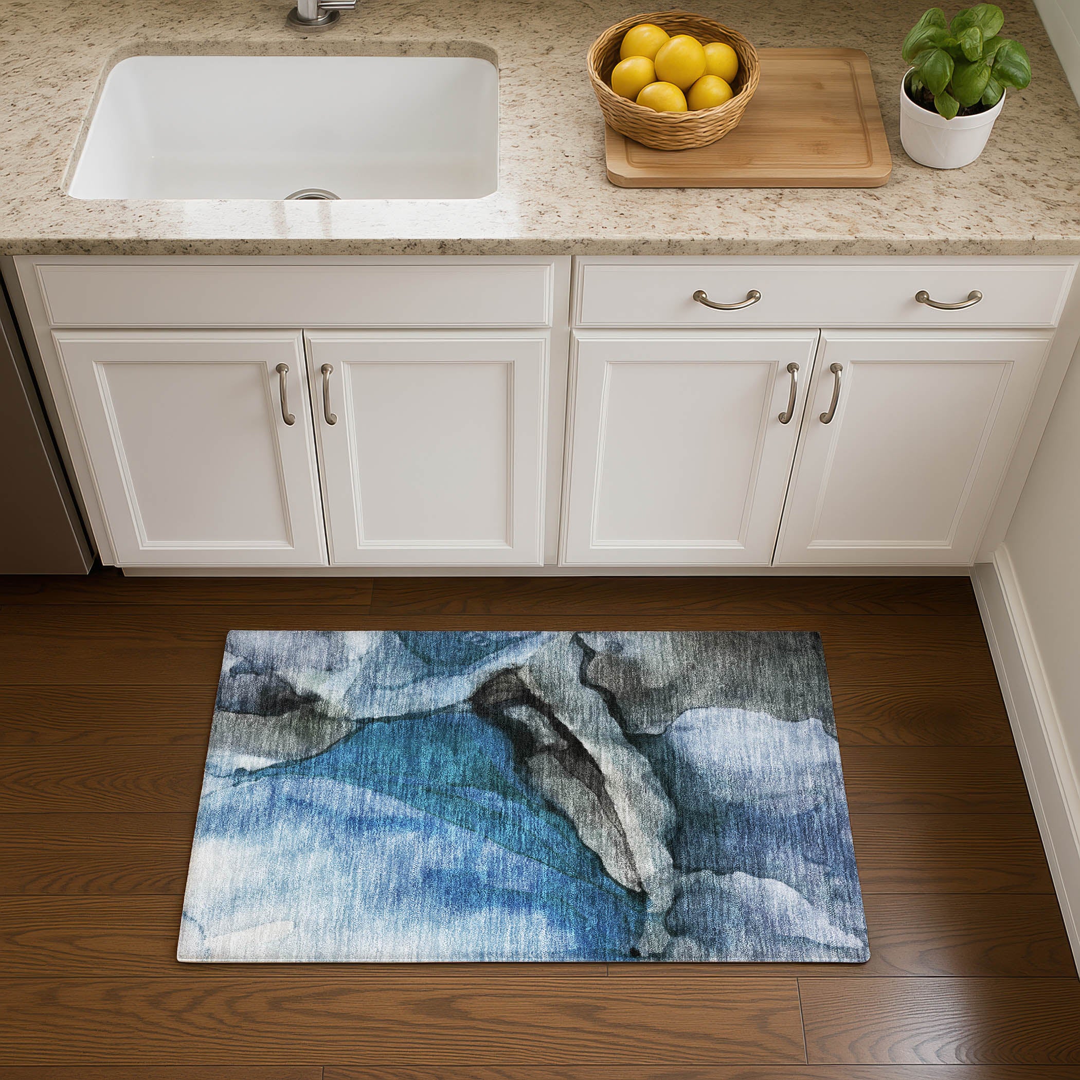 Tbilisi Machine Washable Transitional Blue Rug 1'8" x 2'6" #shape_Rectangle