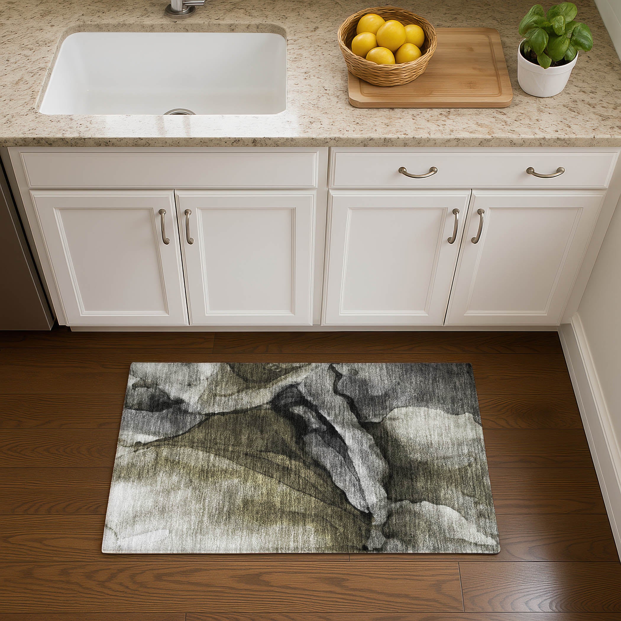Tbilisi Machine Washable Transitional Gray Rug 1'8" x 2'6" #shape_Rectangle