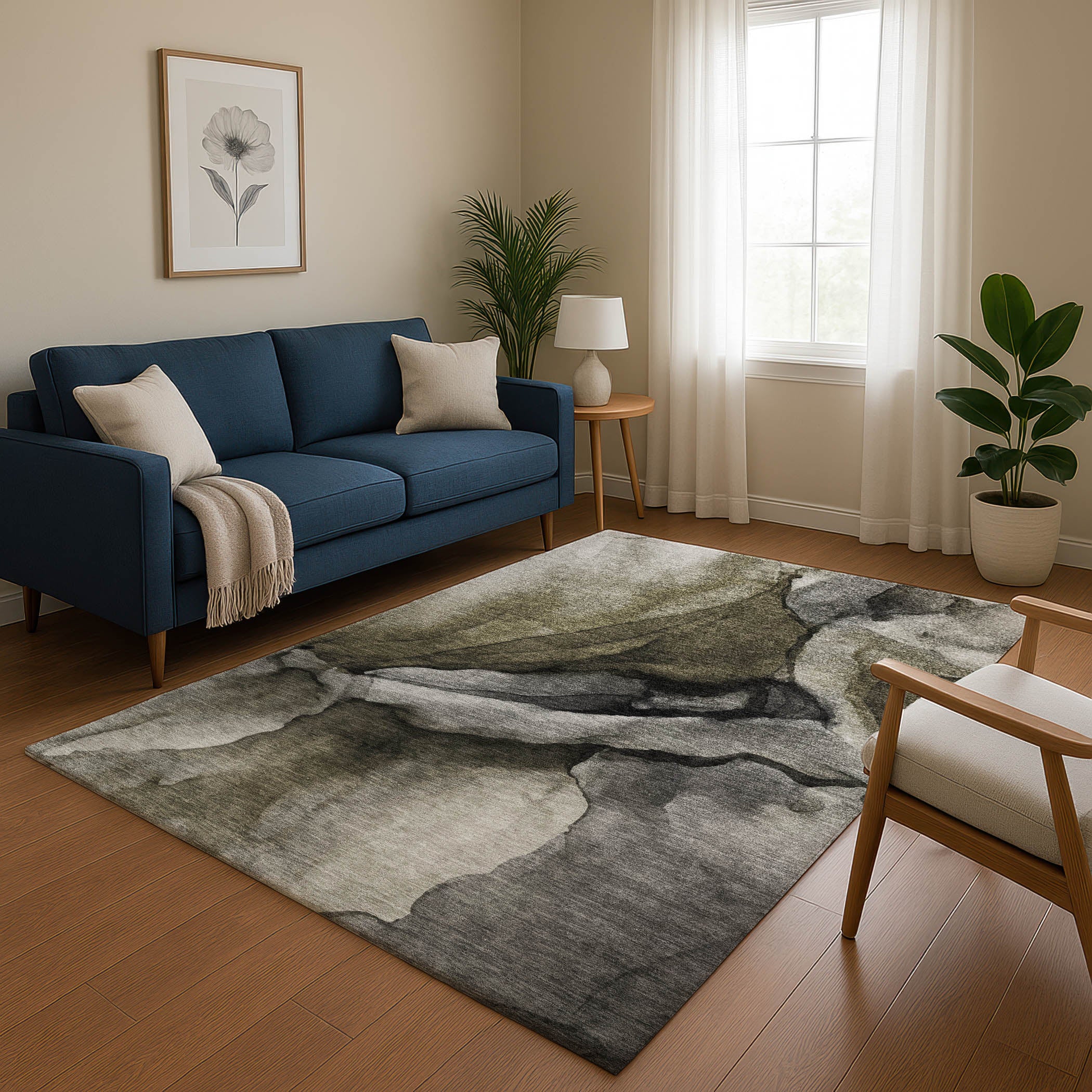Tbilisi Machine Washable Transitional Gray Rug 2'6" x 3'10" #shape_Rectangle