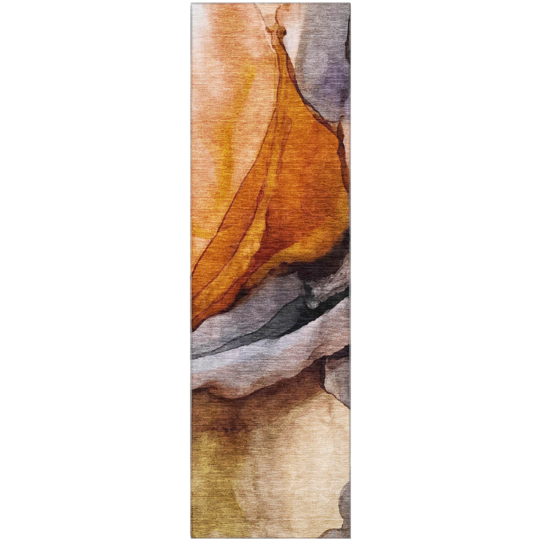 Tbilisi Machine Washable Transitional Paprika Orange Rug 2'3" x 7'6" #shape_Runner