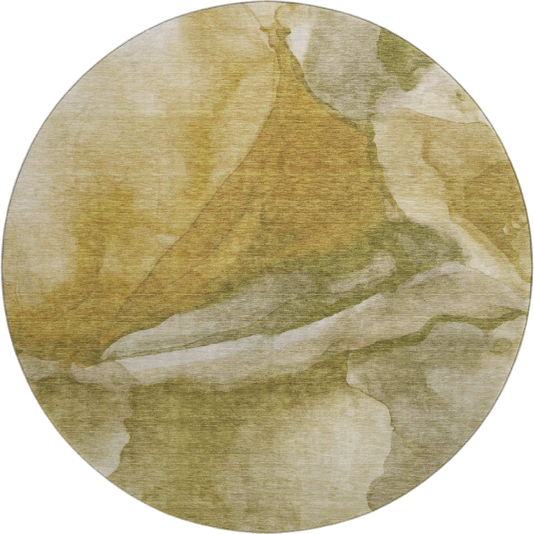 Tbilisi Machine Washable Transitional Wheat Gold Rug 8' x 8' #shape_Round