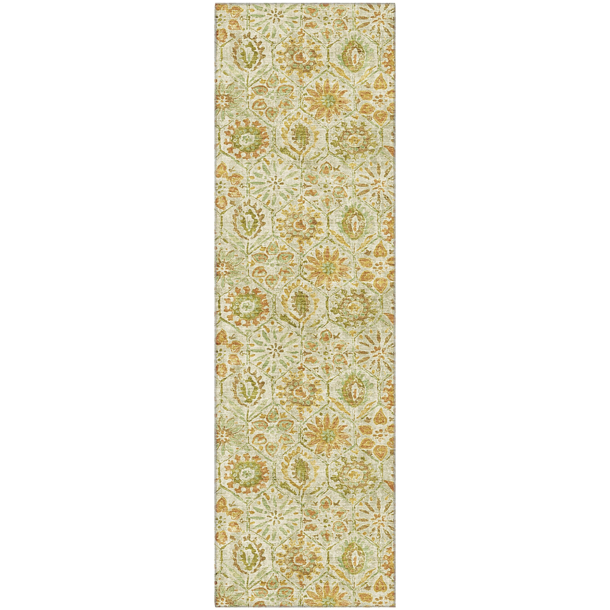 Split Machine Washable Transitional Beige Brown Rug 2'3" x 7'6" #shape_Runner