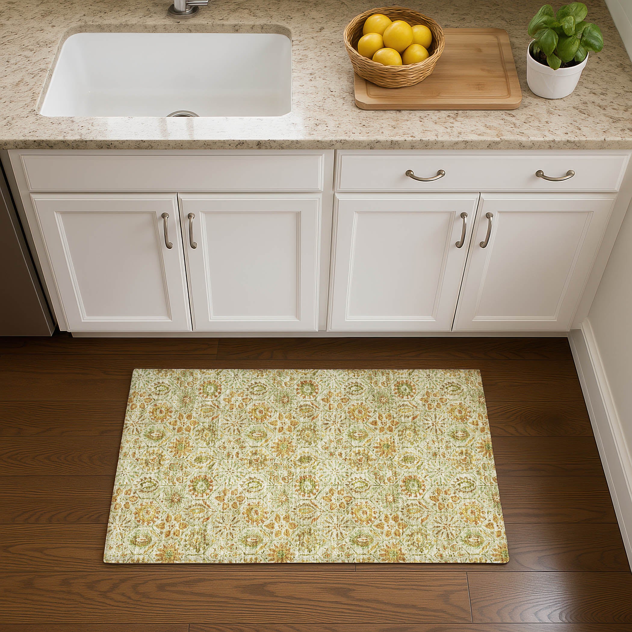 Split Machine Washable Transitional Beige Brown Rug 1'8" x 2'6" #shape_Rectangle