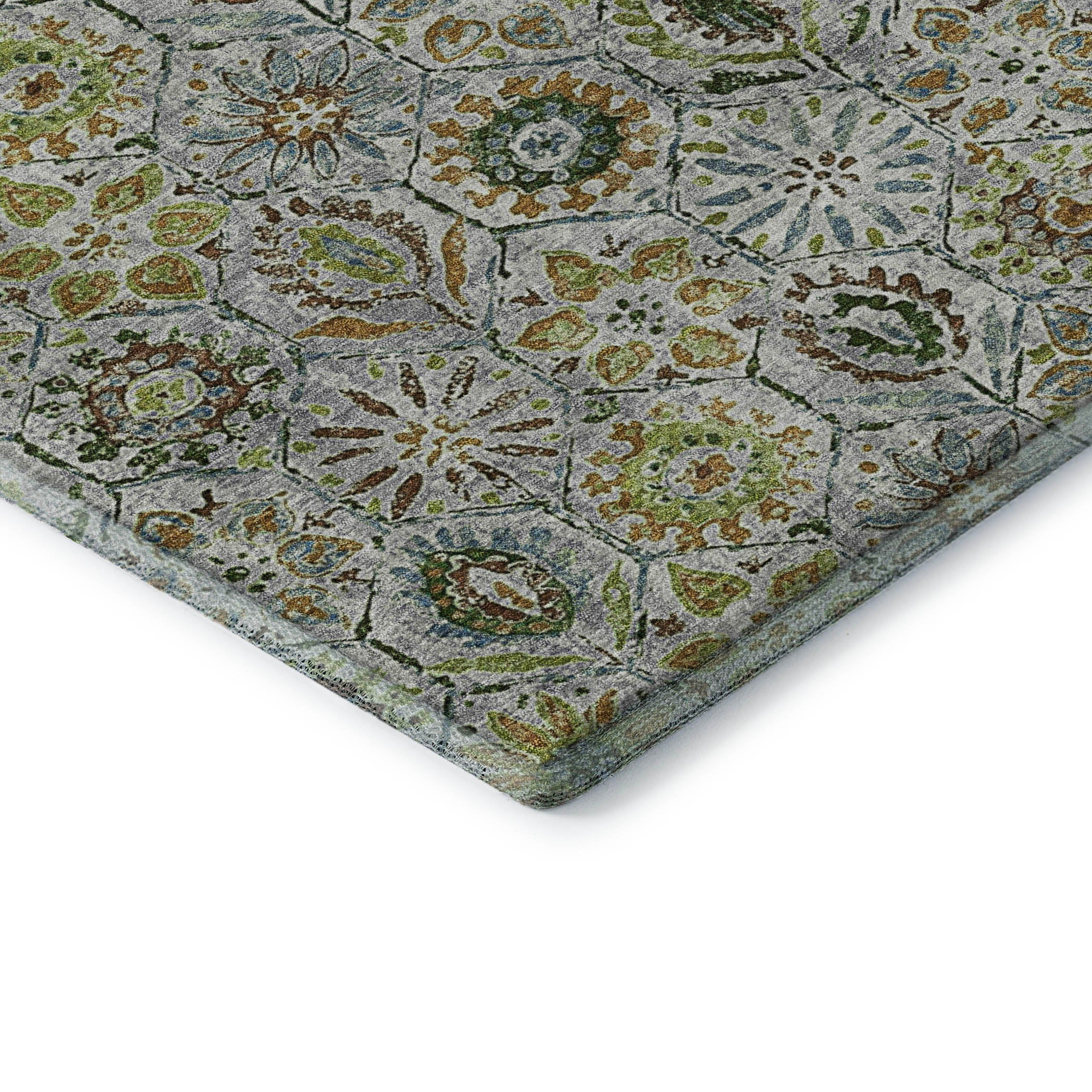 Split Machine Washable Transitional Green Rug 1'8" x 2'6" #shape_Rectangle