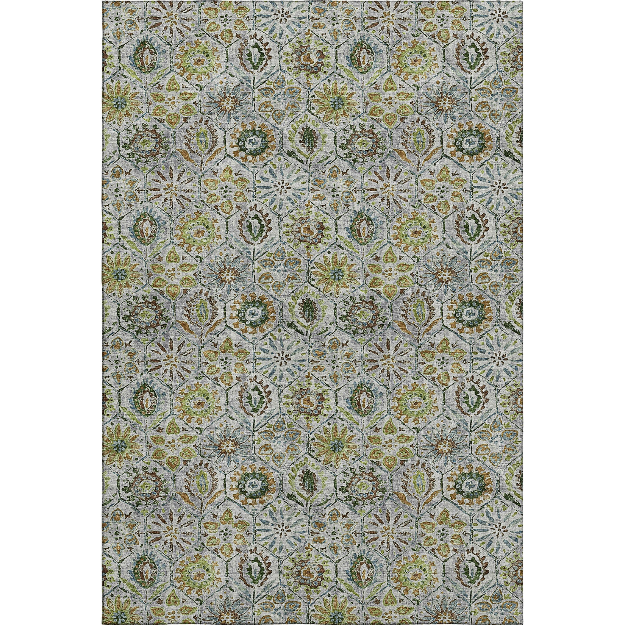 Split Machine Washable Transitional Green Rug 2'6" x 3'10" #shape_Rectangle