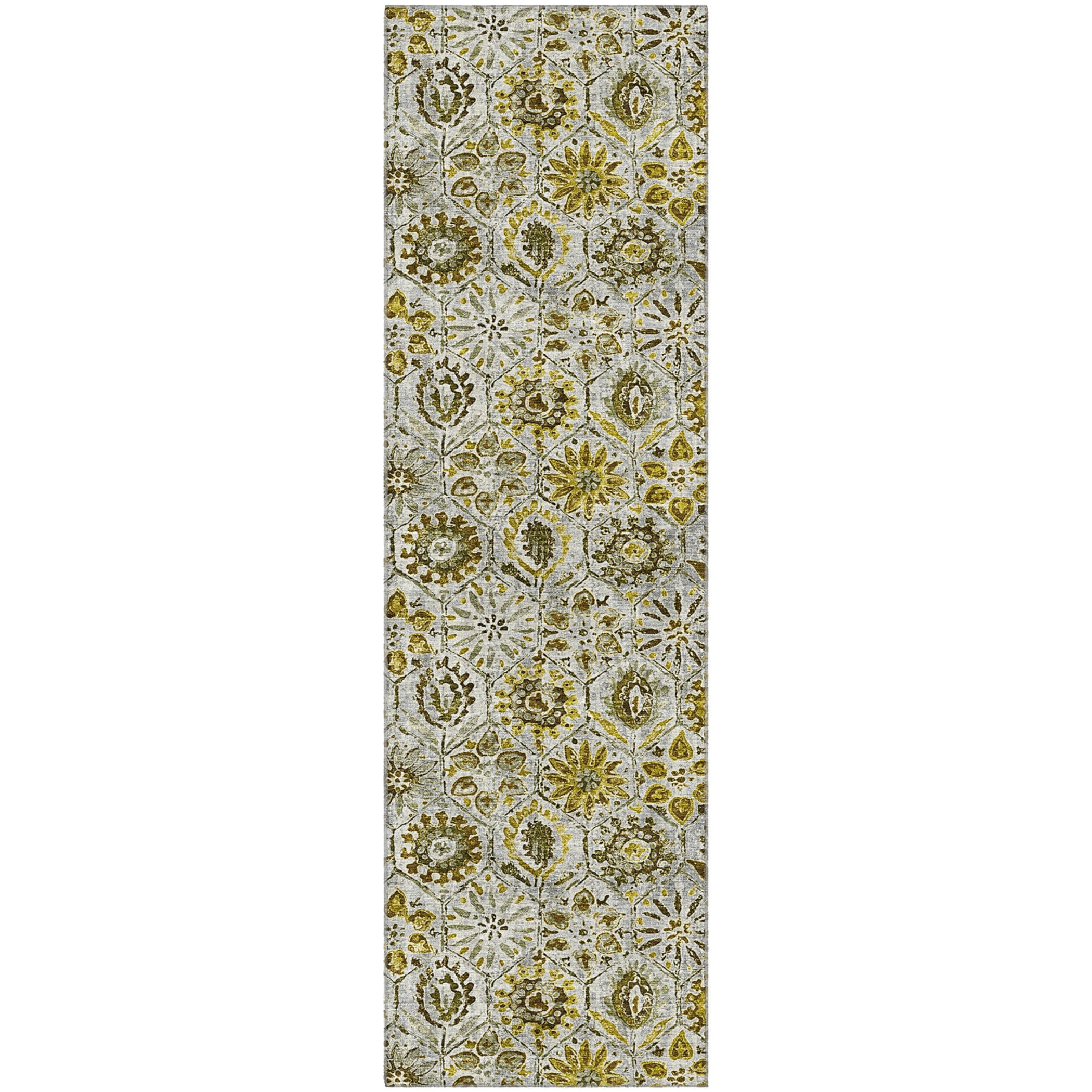 Split Machine Washable Transitional Pewter Gray Rug 2'3" x 7'6" #shape_Runner