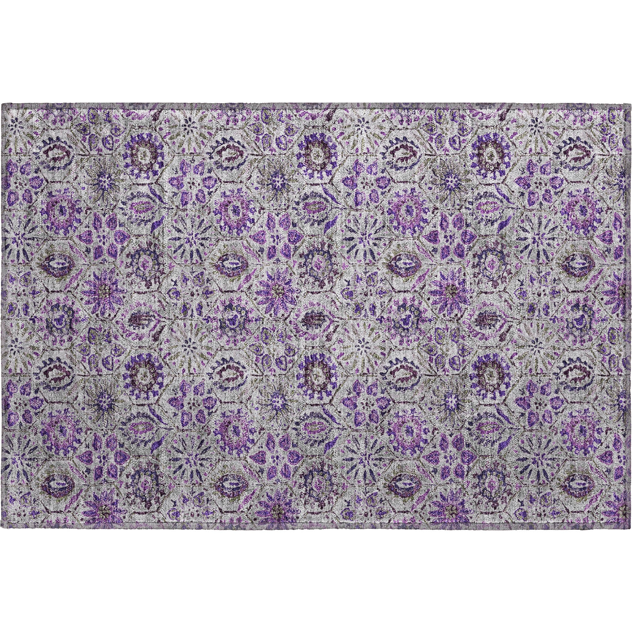 Split Machine Washable Transitional Purple Rug 1'8" x 2'6" #shape_Rectangle