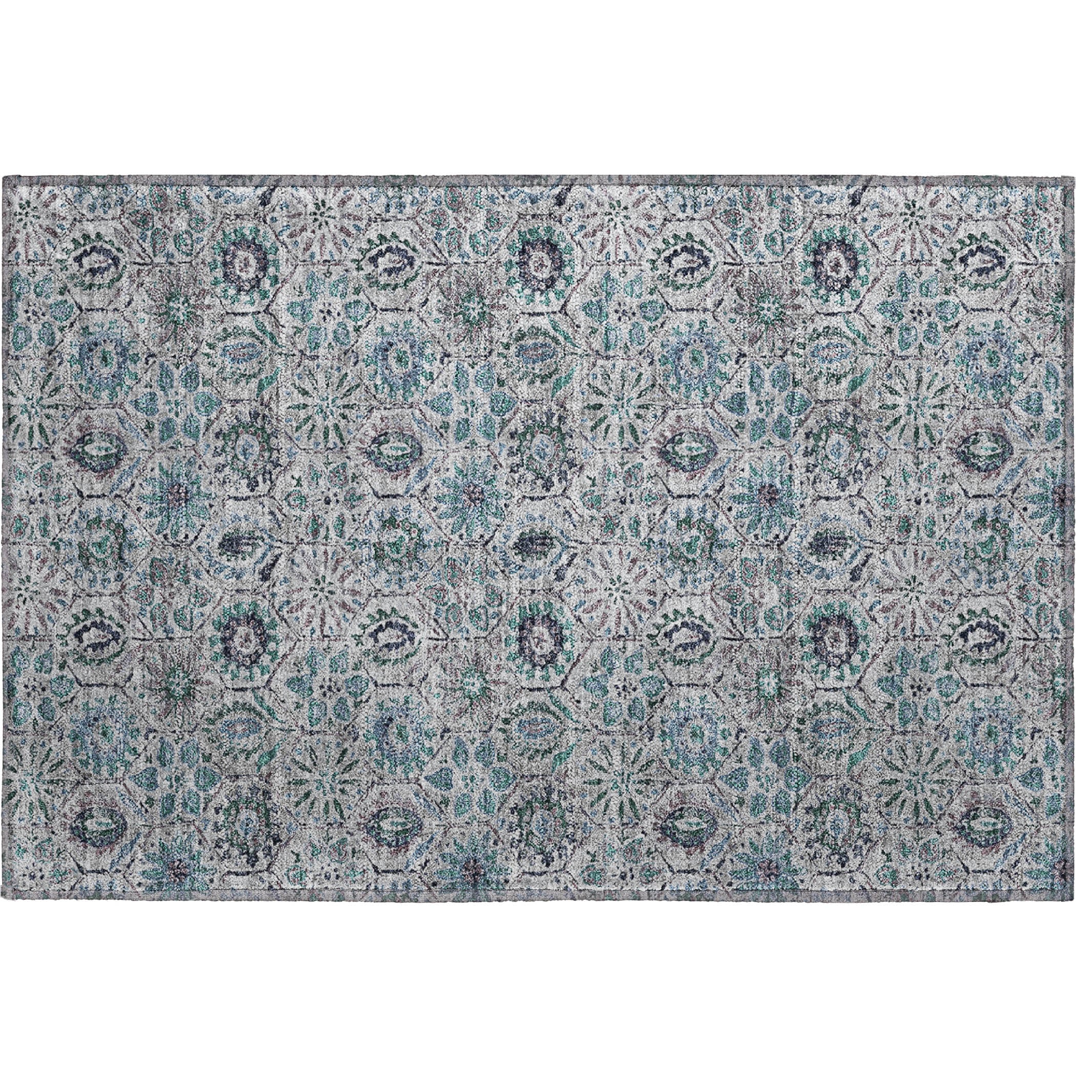 Split Machine Washable Transitional Teal Rug 1'8" x 2'6" #shape_Rectangle