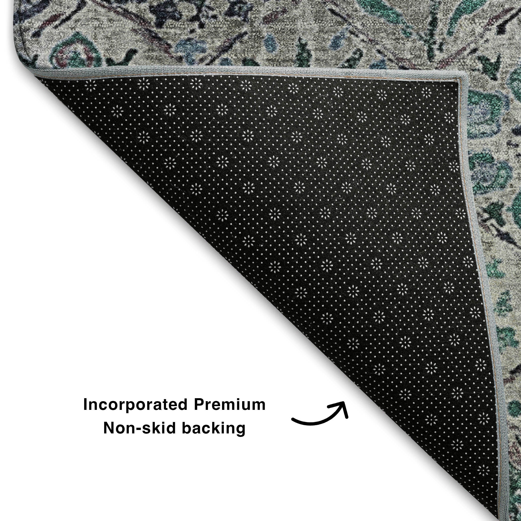 Split Machine Washable Transitional Teal Rug 1'8" x 2'6" #shape_Rectangle