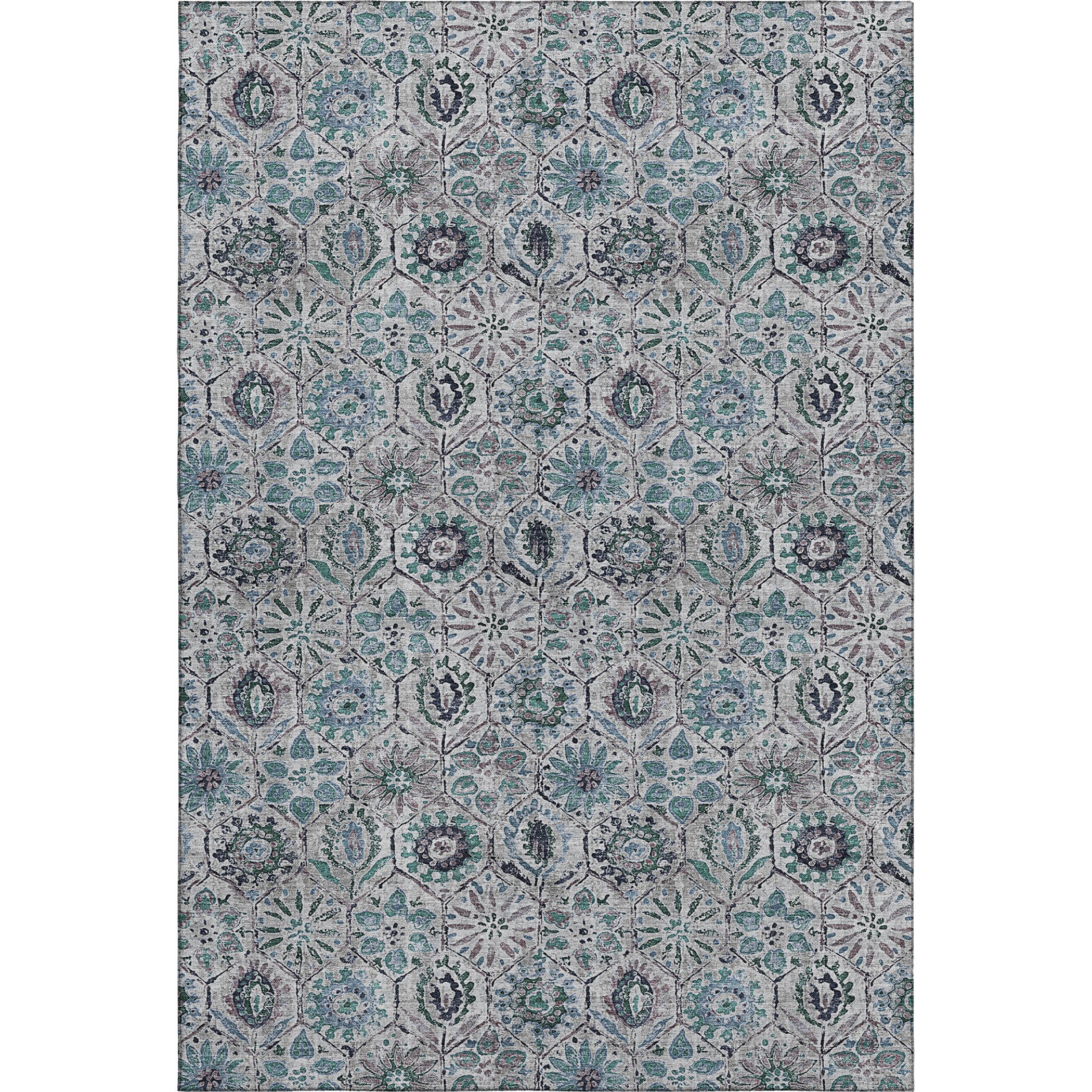 Split Machine Washable Transitional Teal Rug 2'6" x 3'10" #shape_Rectangle