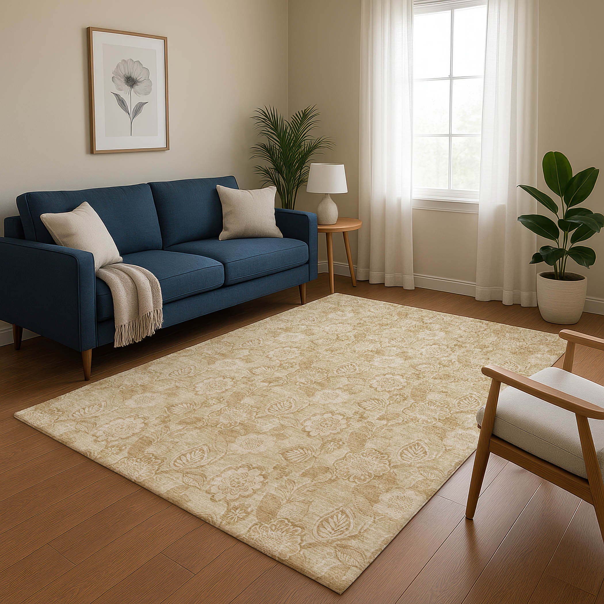 Mdina Machine Washable Transitional Beige Brown Rug 2'6" x 3'10" #shape_Rectangle