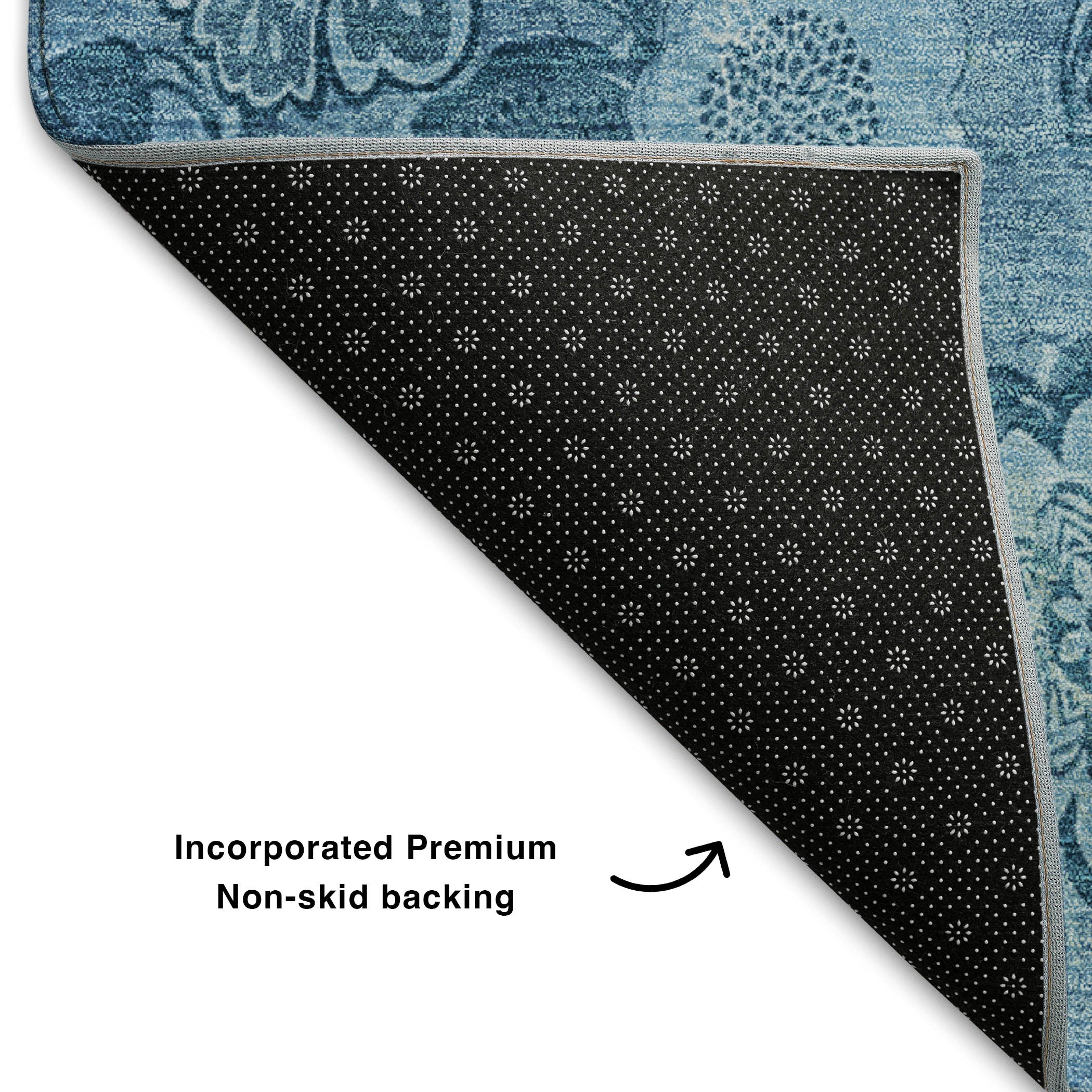 Mdina Machine Washable Transitional Blue Rug 1'8" x 2'6" #shape_Rectangle