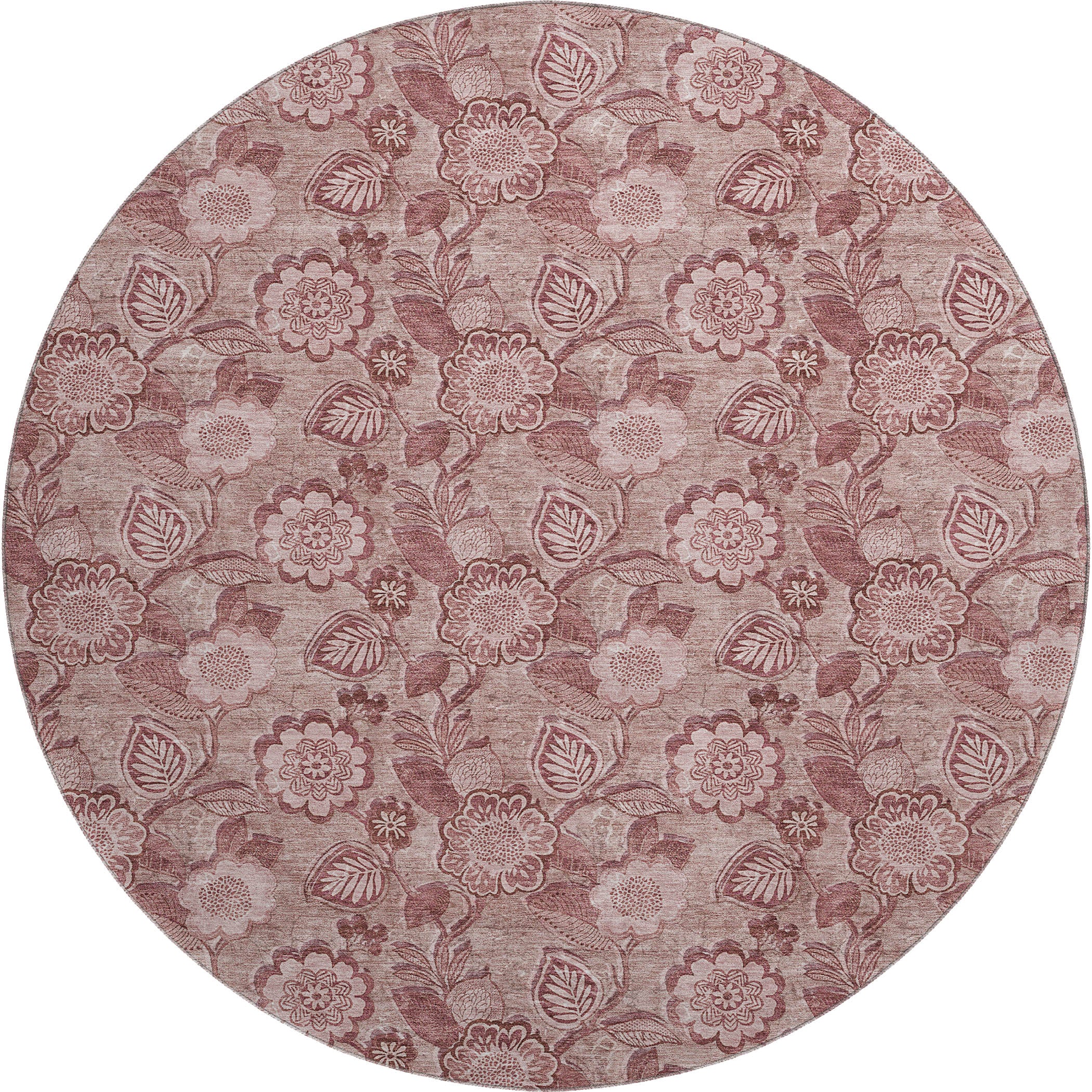 Mdina Machine Washable Transitional Blush Pink Rug 8' x 8' #shape_Round