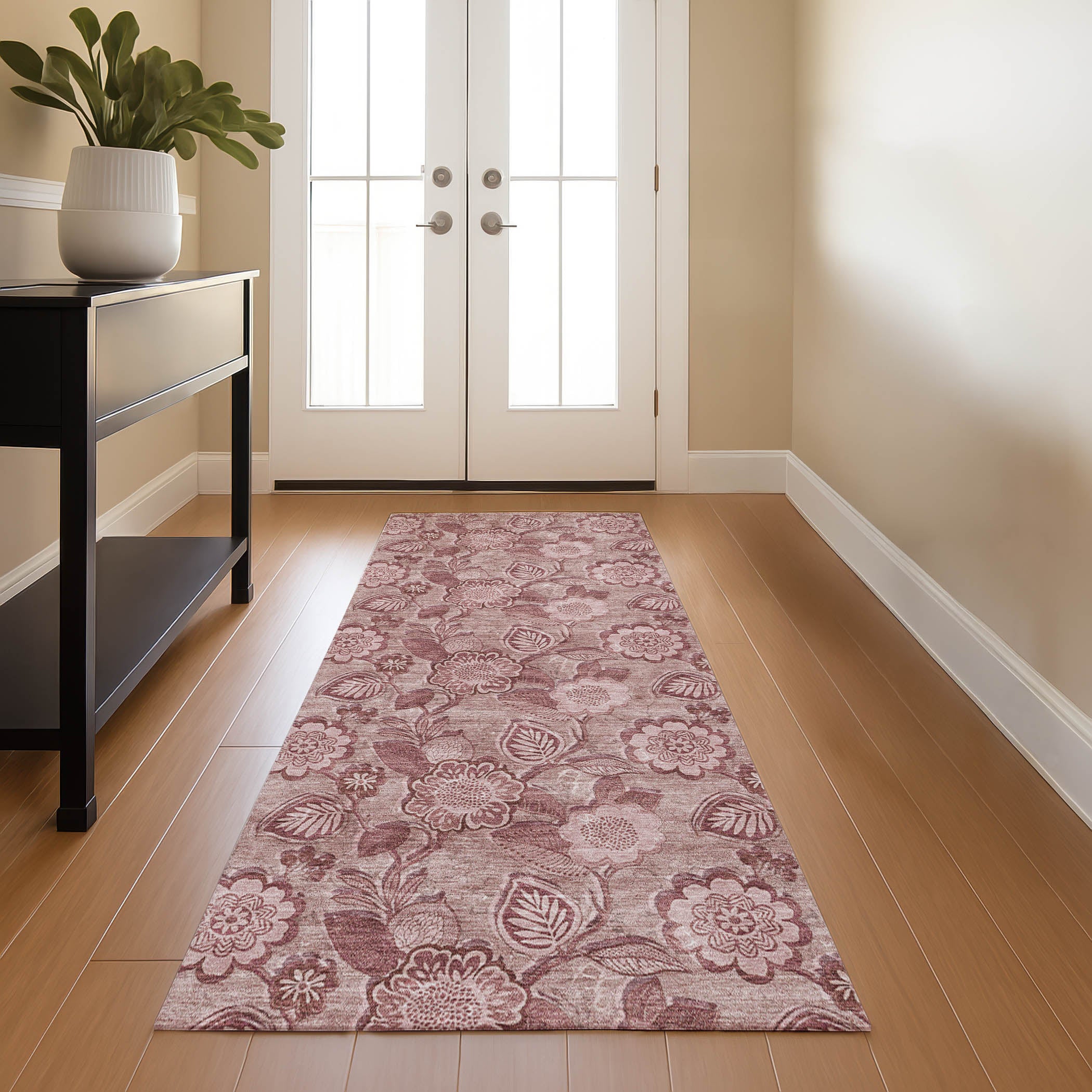 Mdina Machine Washable Transitional Blush Pink Rug 2'3" x 7'6" #shape_Runner