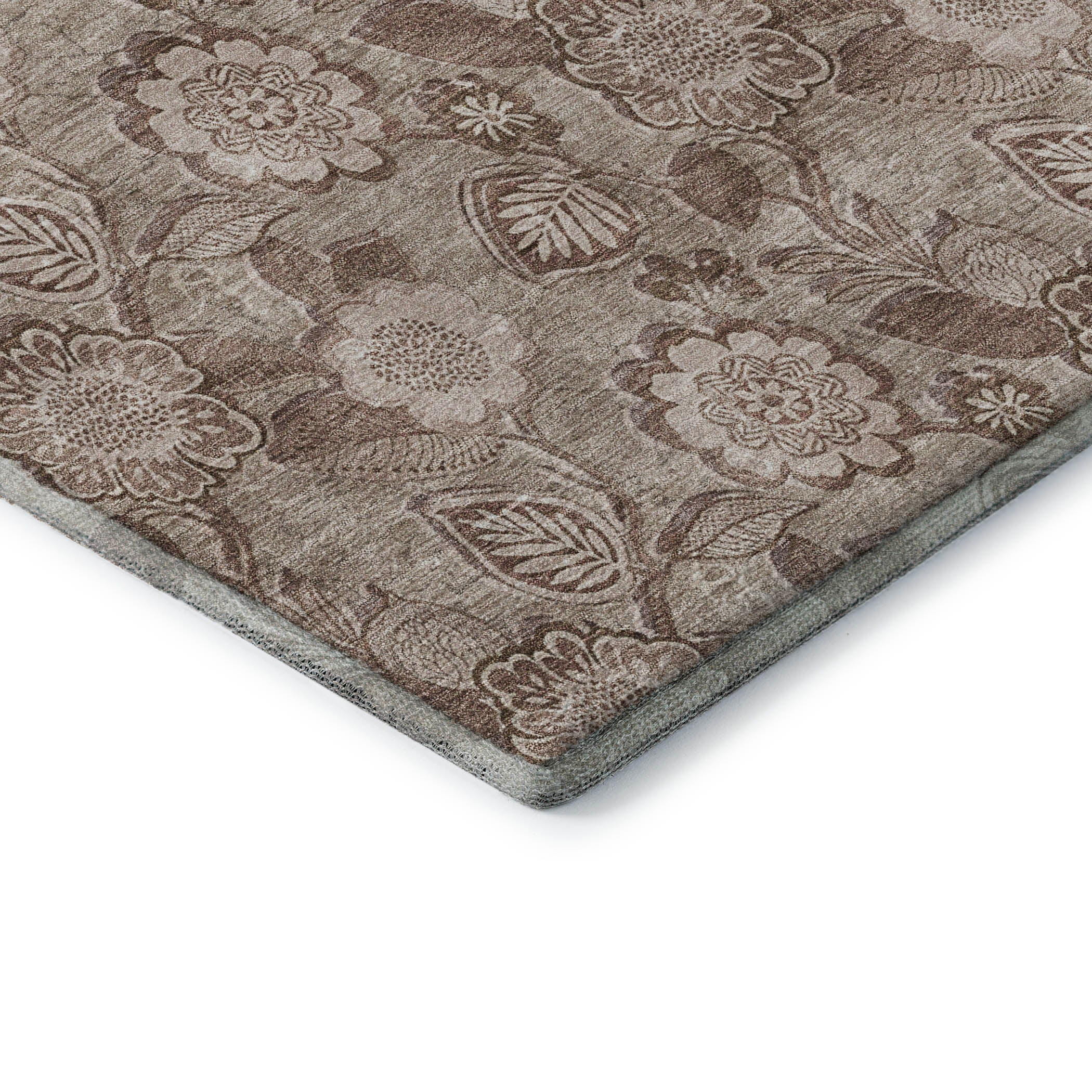 Mdina Machine Washable Transitional Brown Rug 1'8" x 2'6" #shape_Rectangle