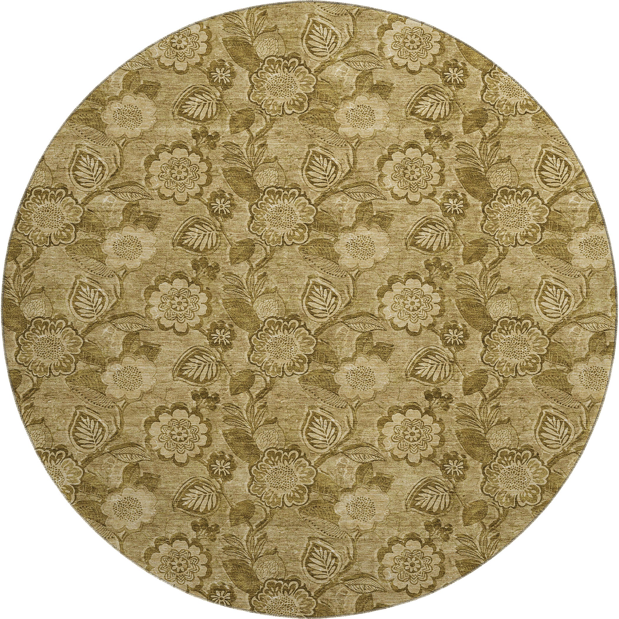 Mdina Machine Washable Transitional Mocha Brown Rug 8' x 8' #shape_Round