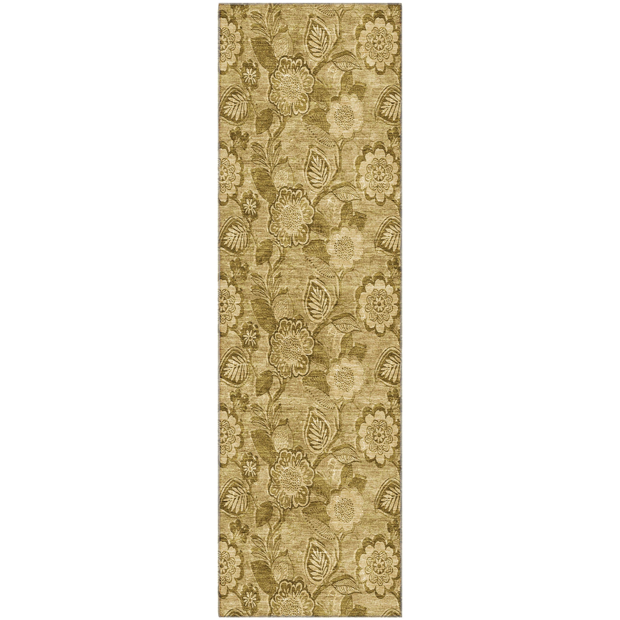 Mdina Machine Washable Transitional Mocha Brown Rug 2'3" x 7'6" #shape_Runner