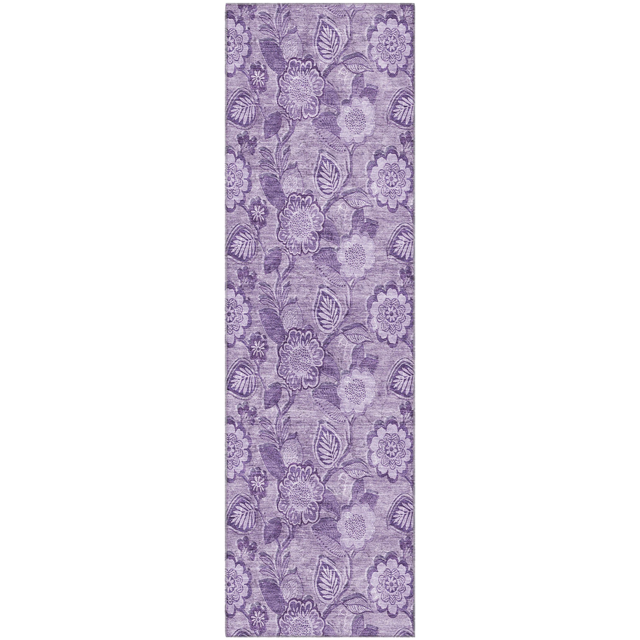 Mdina Machine Washable Transitional Plum Purple Rug 2'3" x 7'6" #shape_Runner