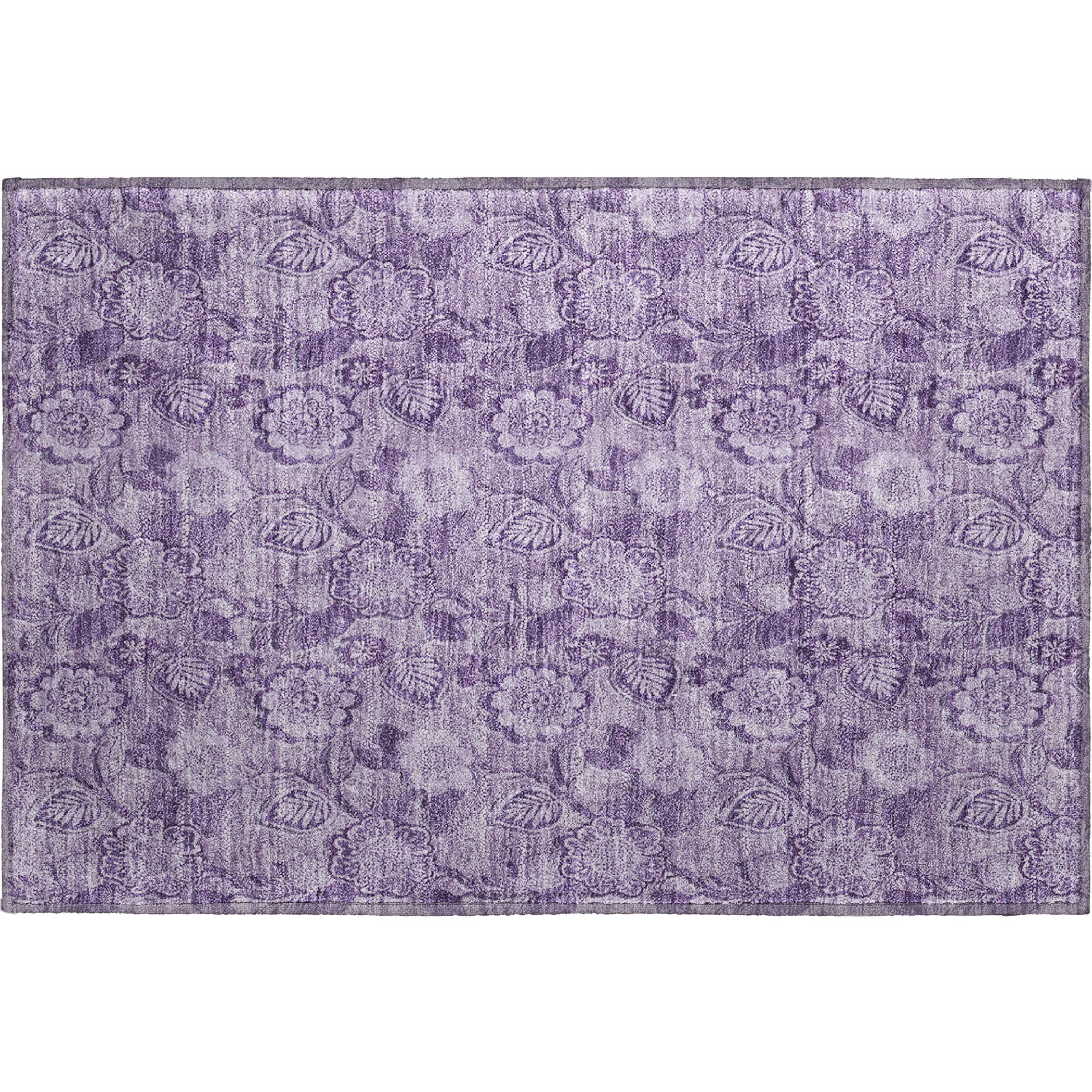 Mdina Machine Washable Transitional Plum Purple Rug 1'8" x 2'6" #shape_Rectangle