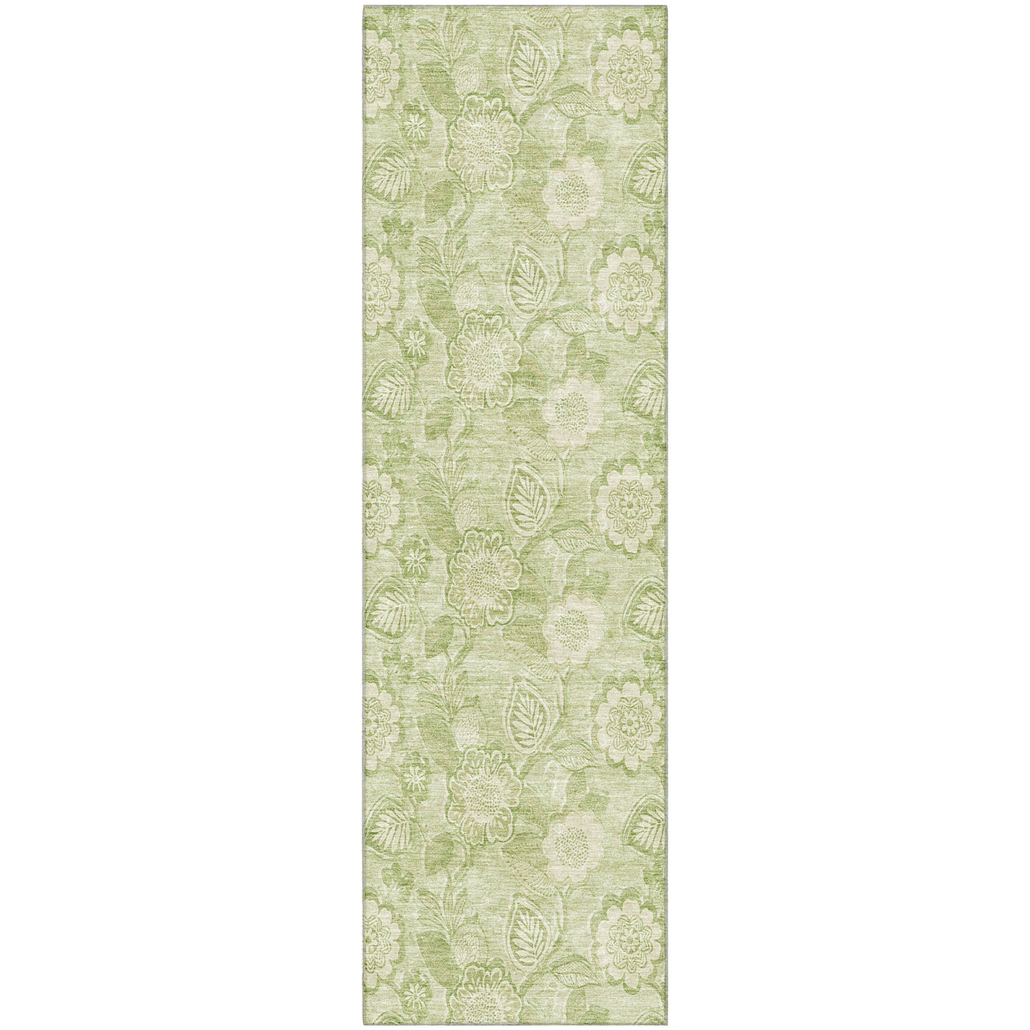 Mdina Machine Washable Transitional Sage Green Rug 2'3" x 7'6" #shape_Runner