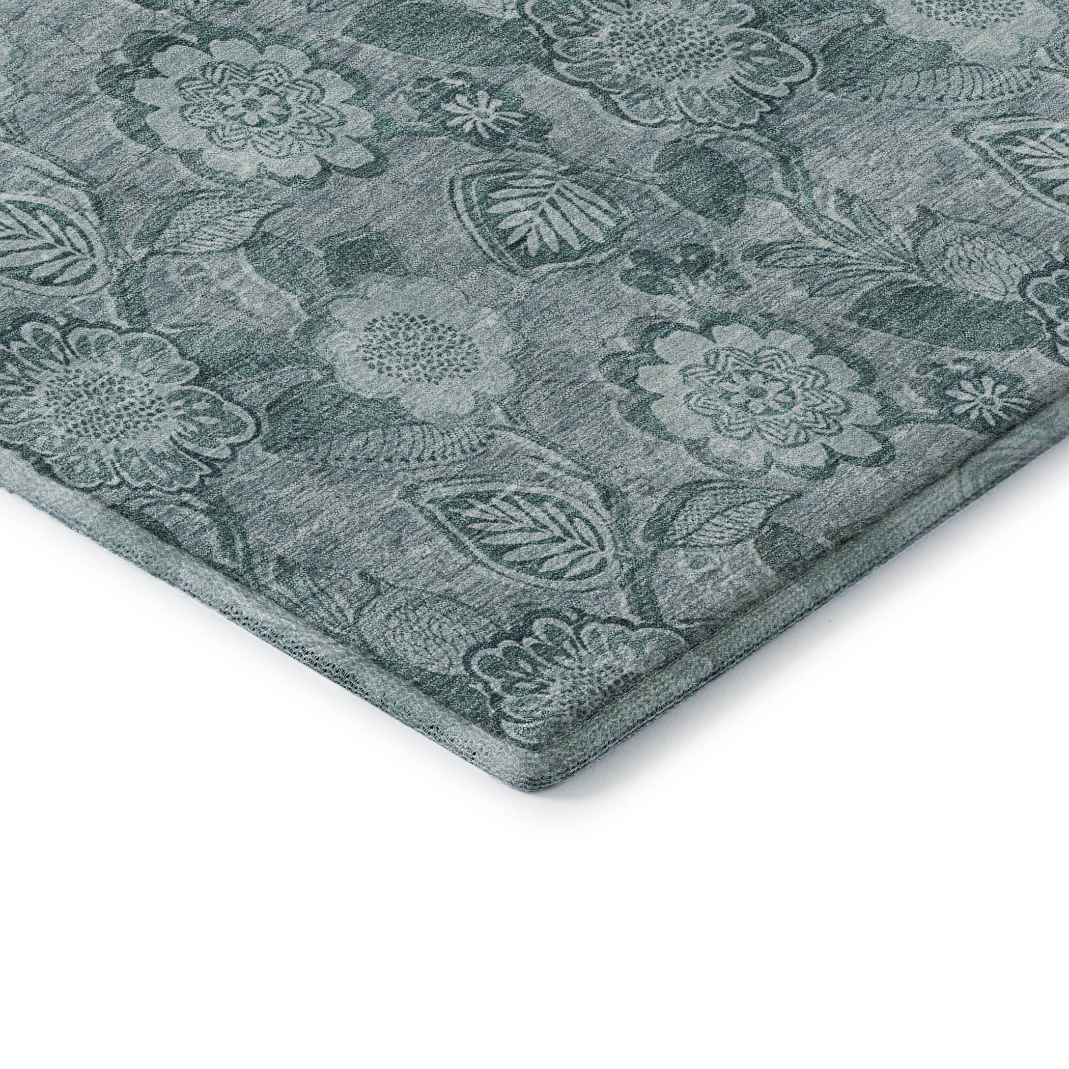 Mdina Machine Washable Transitional Teal Rug 1'8" x 2'6" #shape_Rectangle