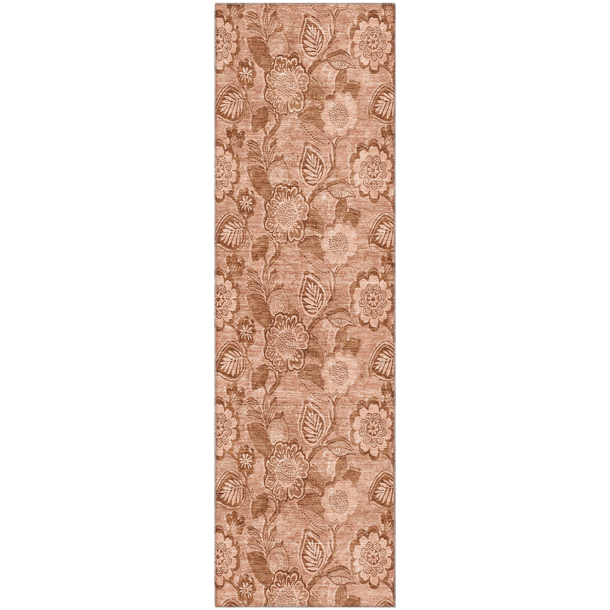Mdina Machine Washable Transitional Terracotta Orange Rug 2'3" x 7'6" #shape_Runner