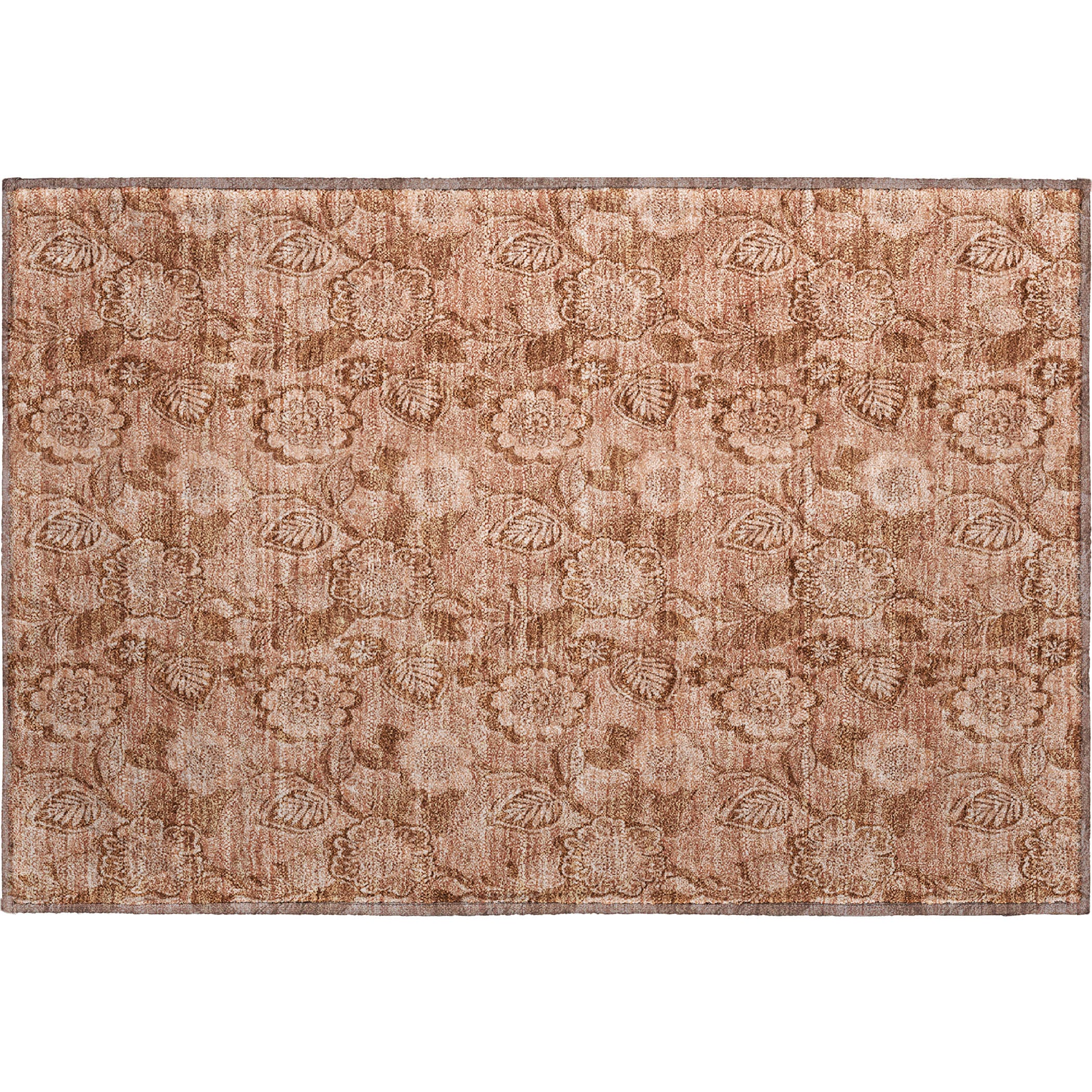 Mdina Machine Washable Transitional Terracotta Orange Rug 1'8" x 2'6" #shape_Rectangle