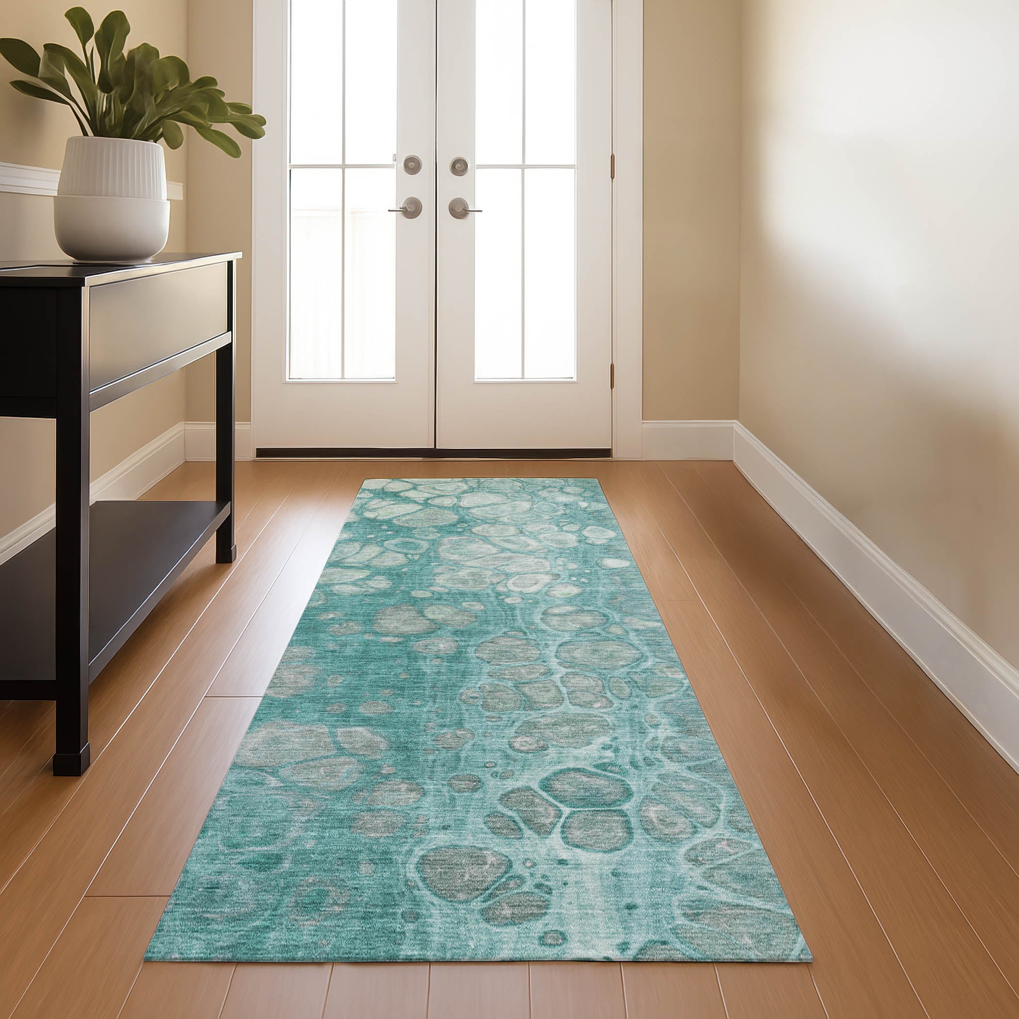 Jaipur Machine Washable Transitional Aqua Teal Rug 2'3" x 7'6" #shape_Runner