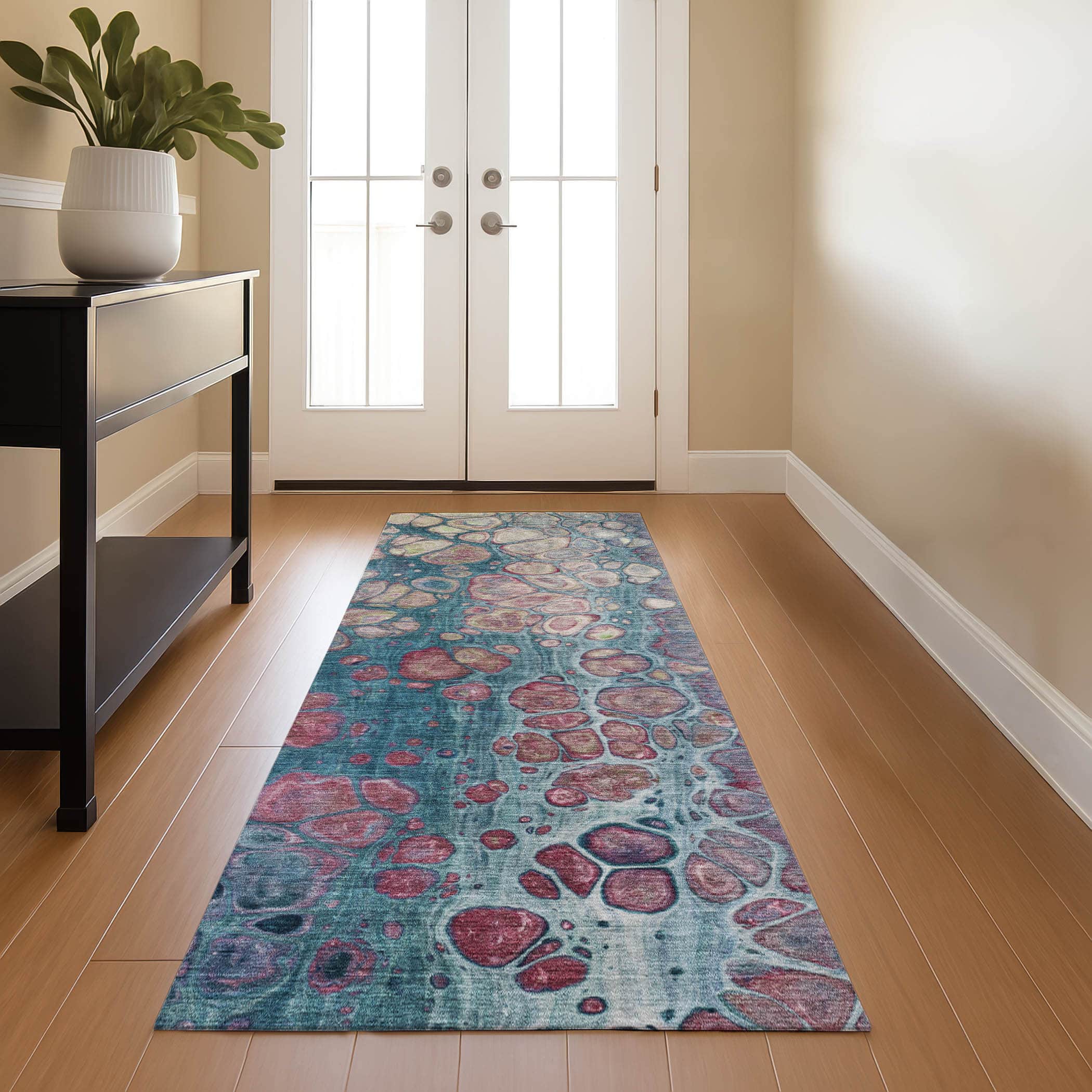 Jaipur Machine Washable Transitional Teal Rug 2'3" x 7'6" #shape_Runner