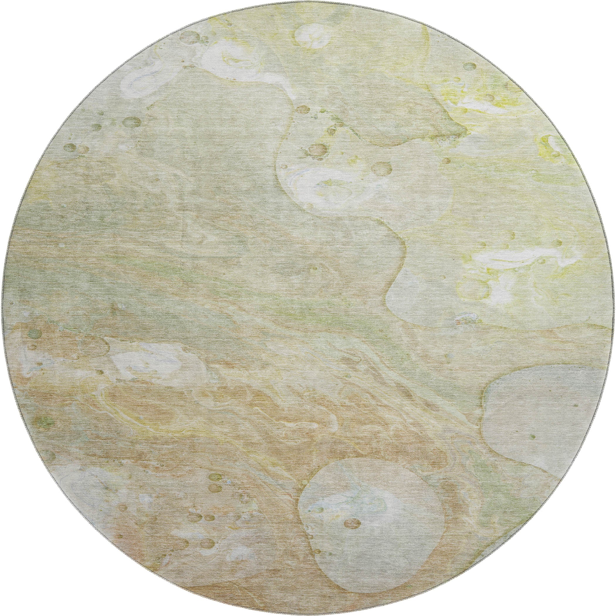 Kyoto Machine Washable Transitional Linen Ivory Rug 8' x 8' #shape_Round