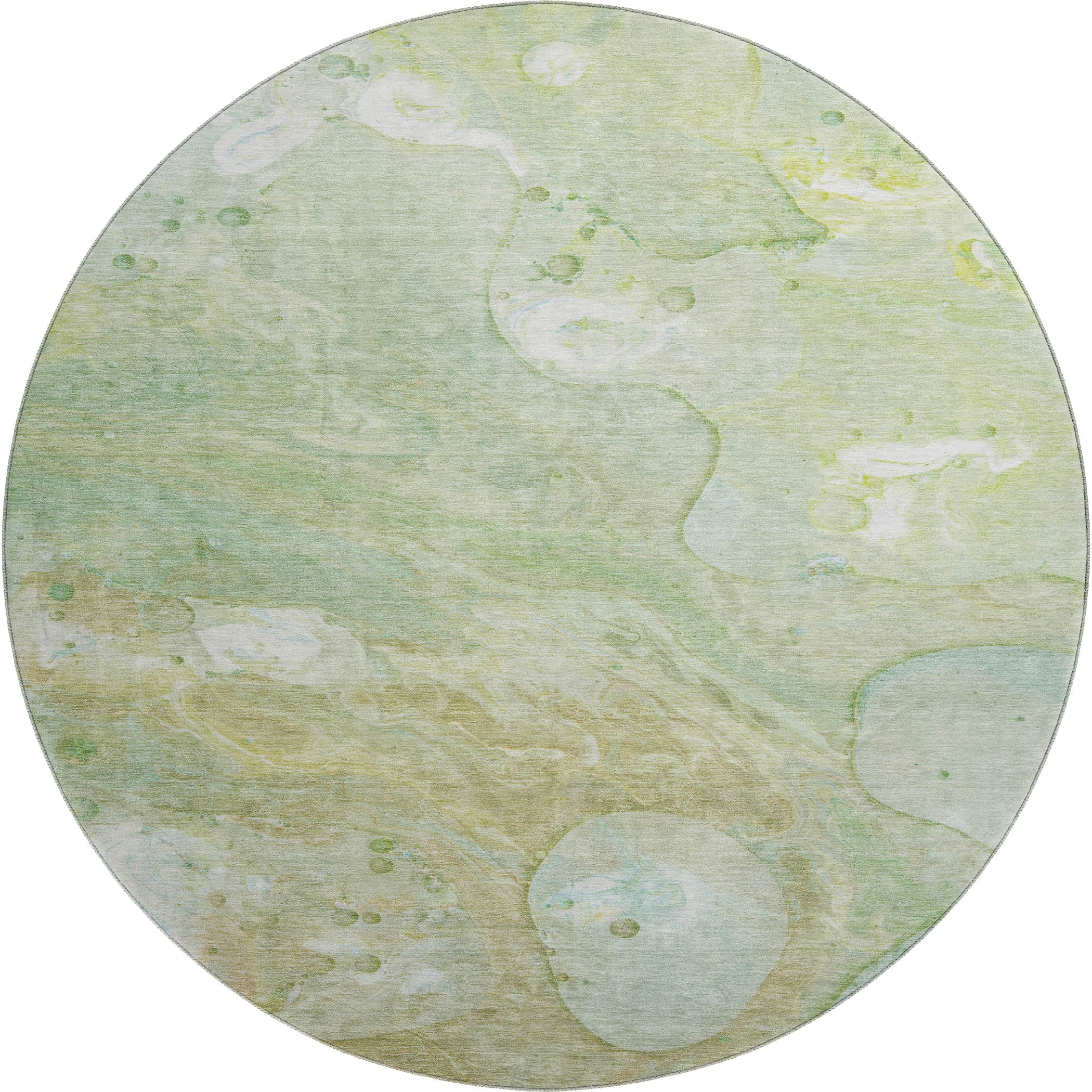 Kyoto Machine Washable Transitional Sage Green Rug 8' x 8' #shape_Round