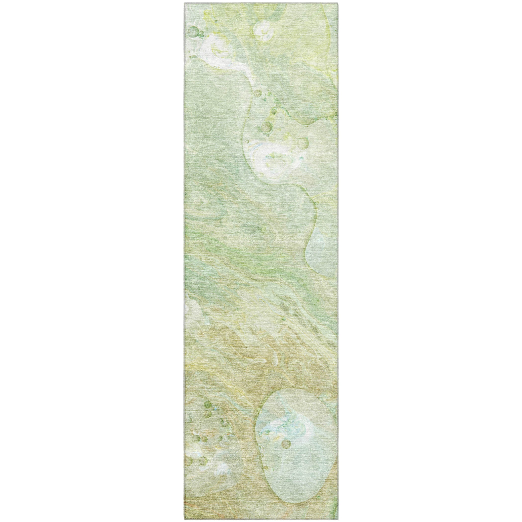 Kyoto Machine Washable Transitional Sage Green Rug 2'3" x 7'6" #shape_Runner