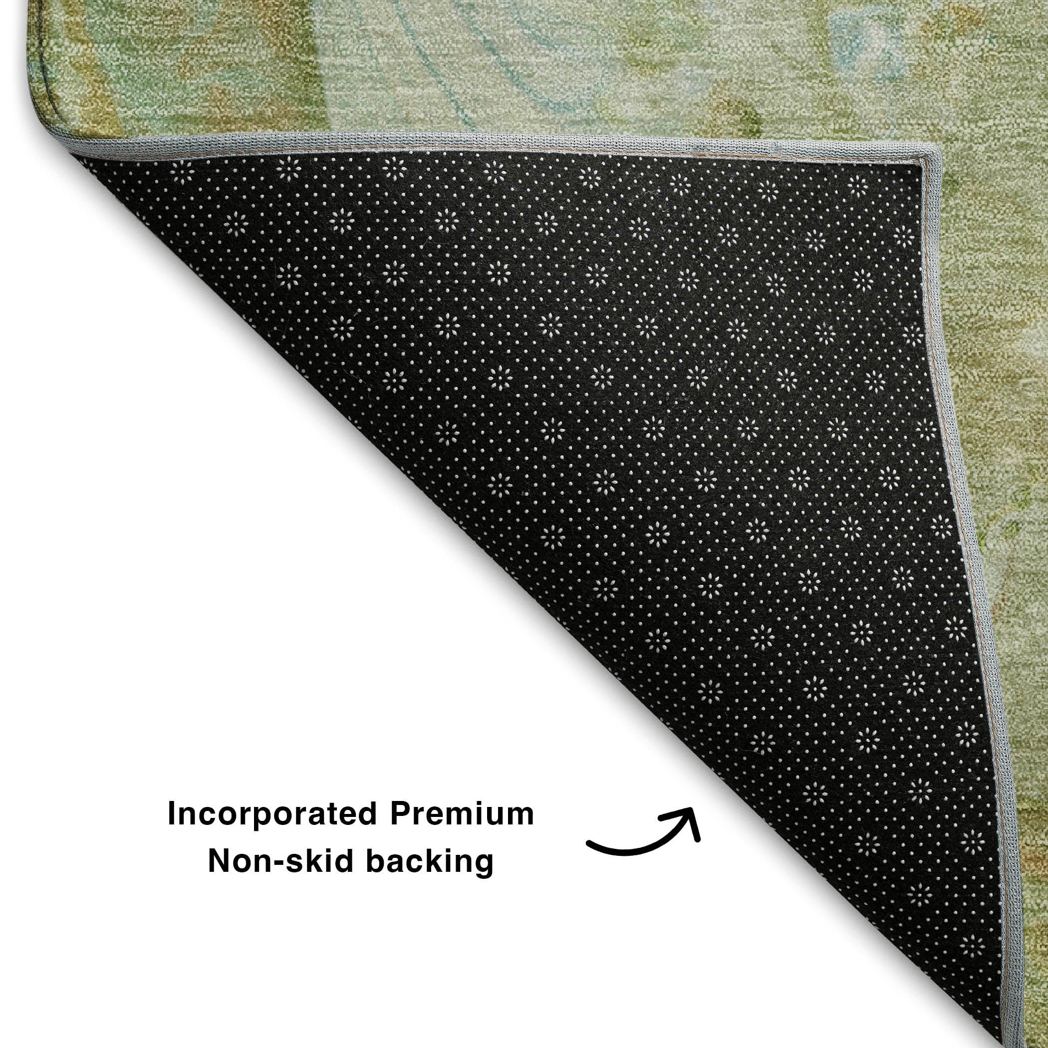 Kyoto Machine Washable Transitional Sage Green Rug 1'8" x 2'6" #shape_Rectangle