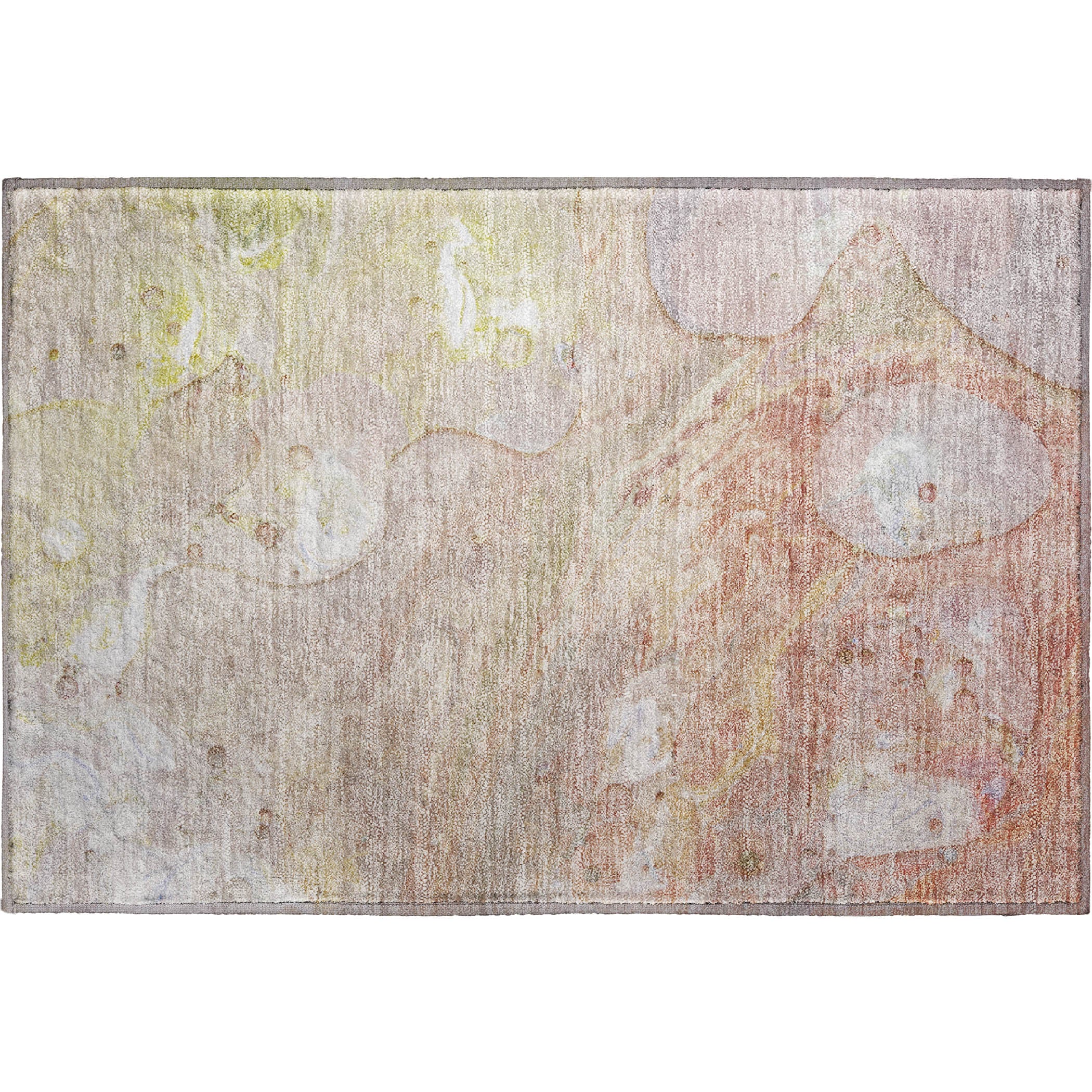 Kyoto Machine Washable Transitional Salmon Orange Rug 1'8" x 2'6" #shape_Rectangle