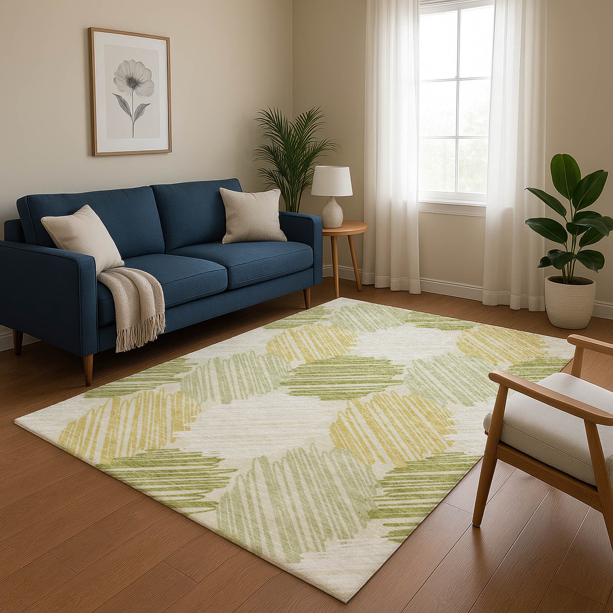 Tbilisi Machine Washable Transitional Green Rug 2'6" x 3'10" #shape_Rectangle