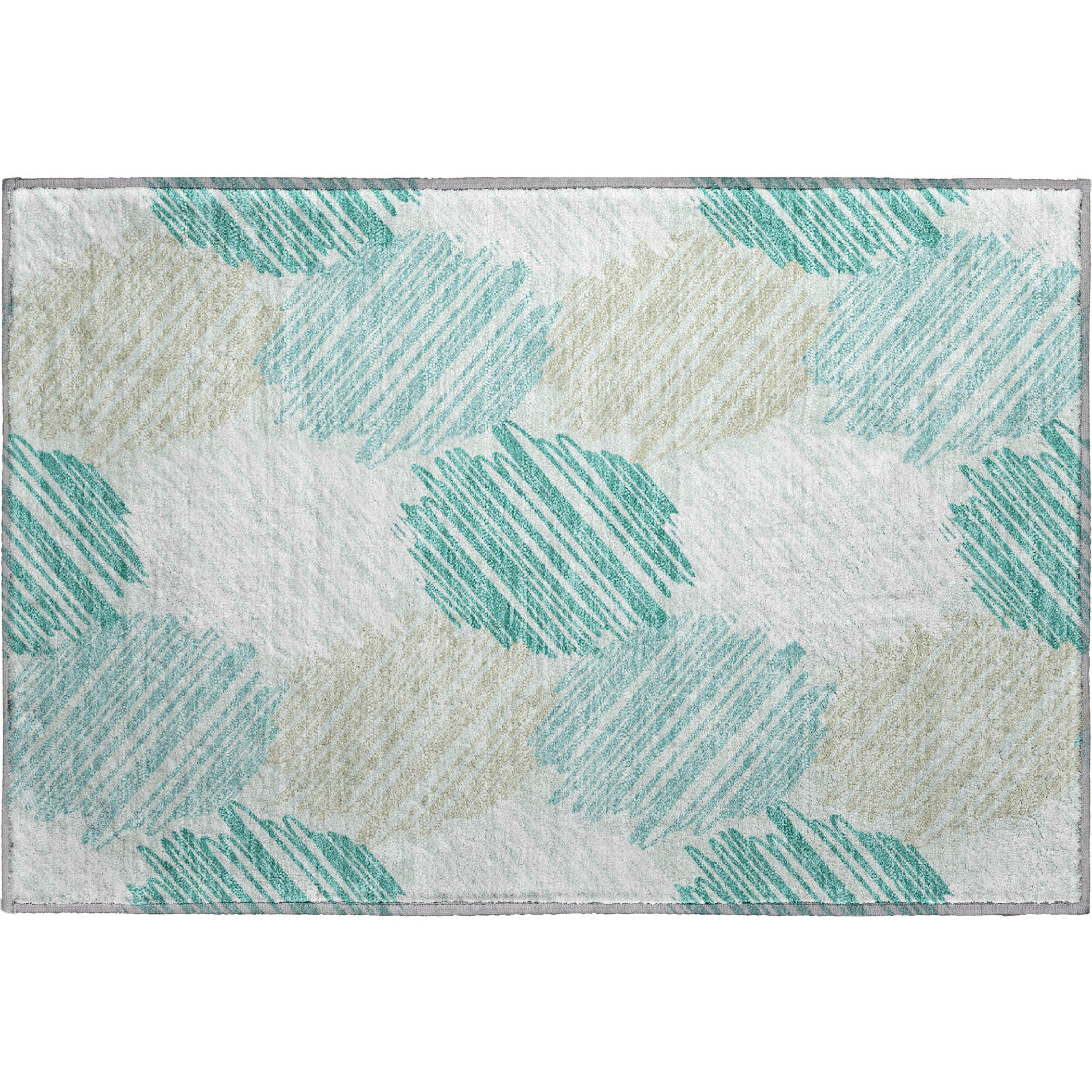 Tbilisi Machine Washable Transitional Teal Rug 1'8" x 2'6" #shape_Rectangle