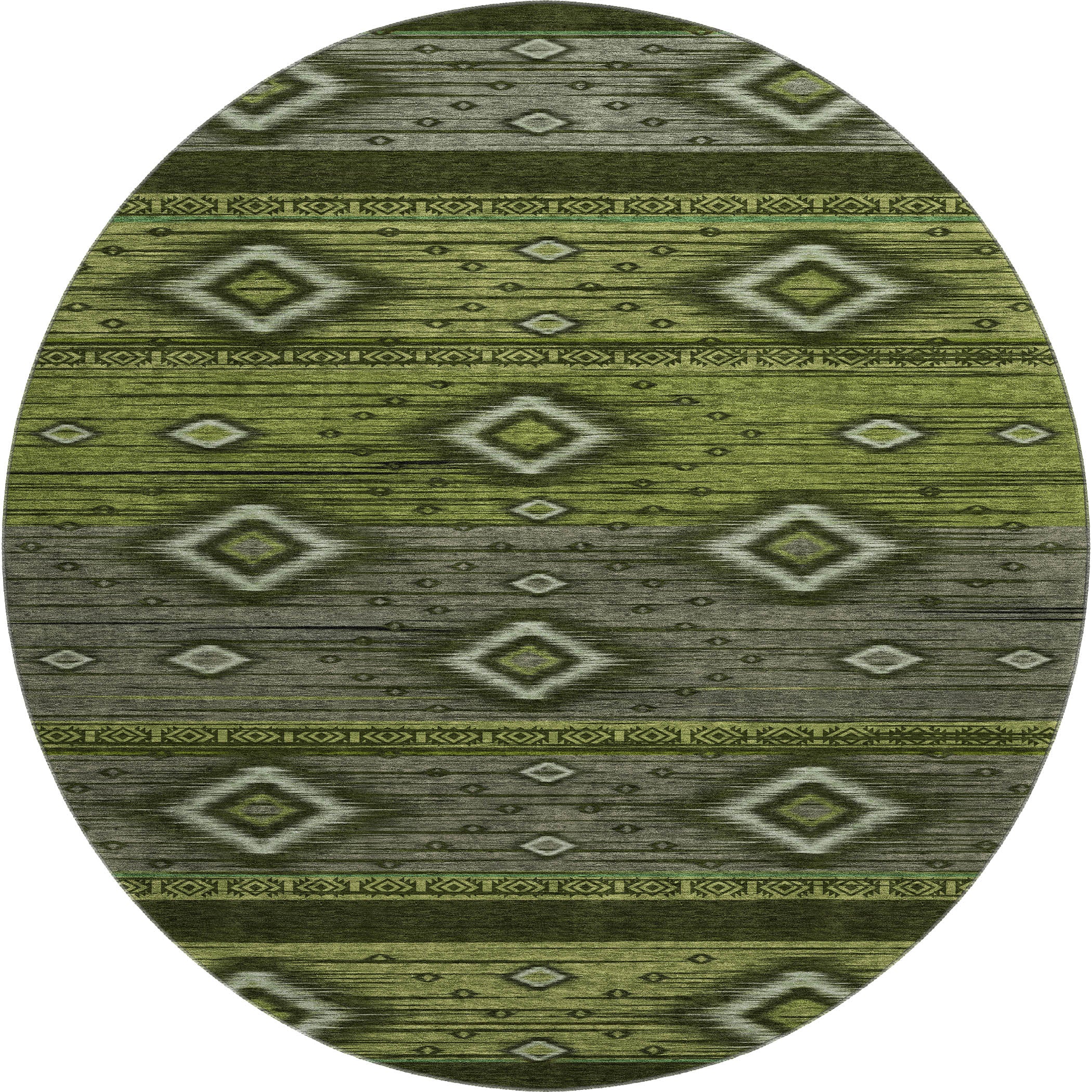 Bruges Machine Washable Transitional Aloe Green Rug 8' x 8' #shape_Round