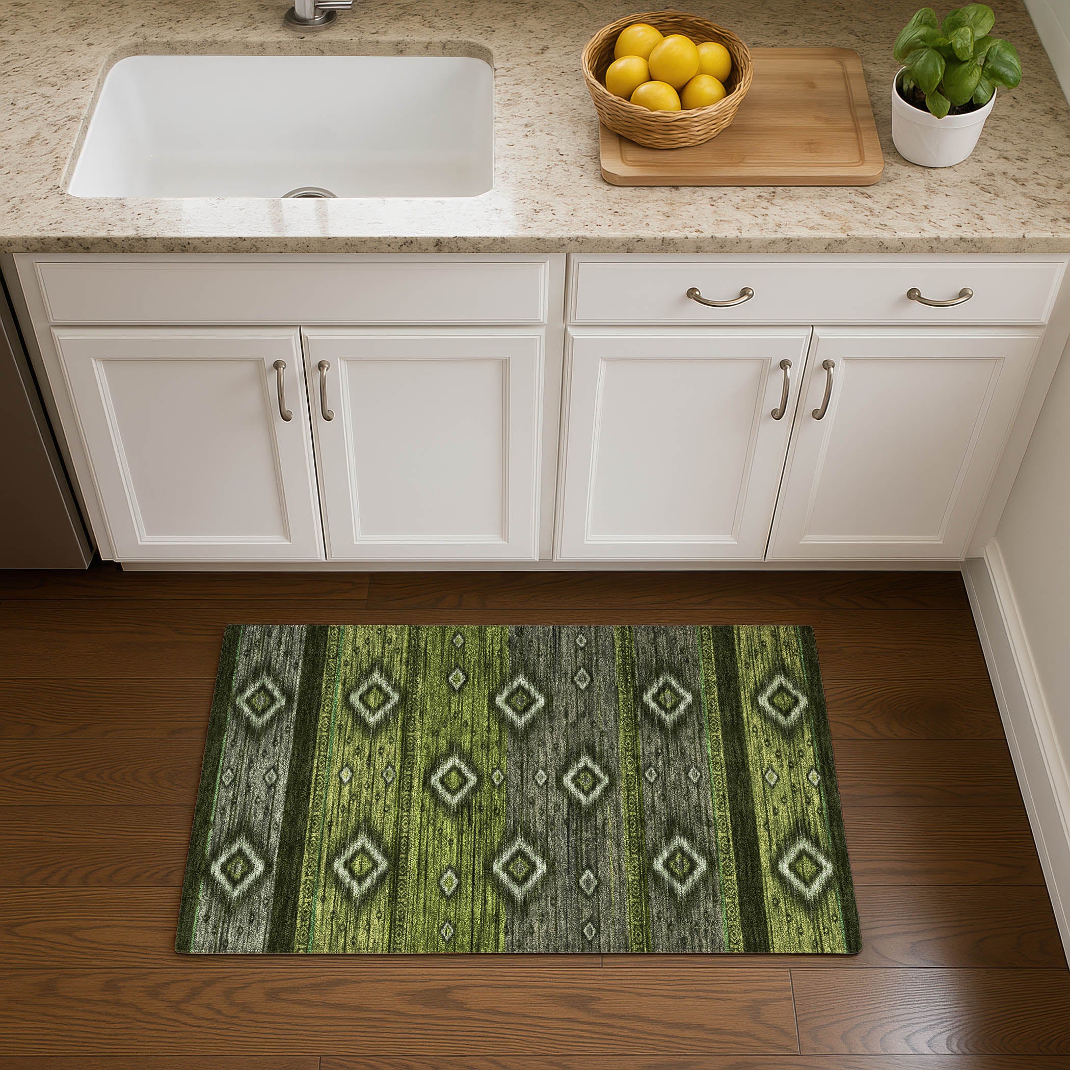 Bruges Machine Washable Transitional Aloe Green Rug 1'8" x 2'6" #shape_Rectangle