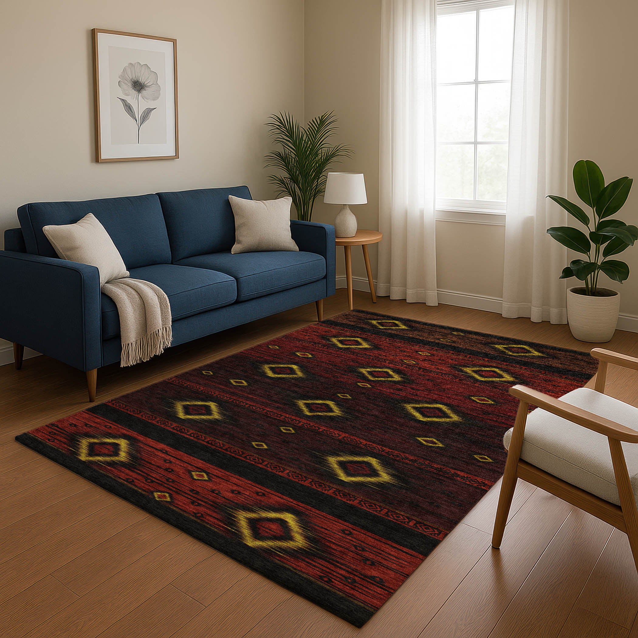 Bruges Machine Washable Transitional Red Rug 2'6" x 3'10" #shape_Rectangle