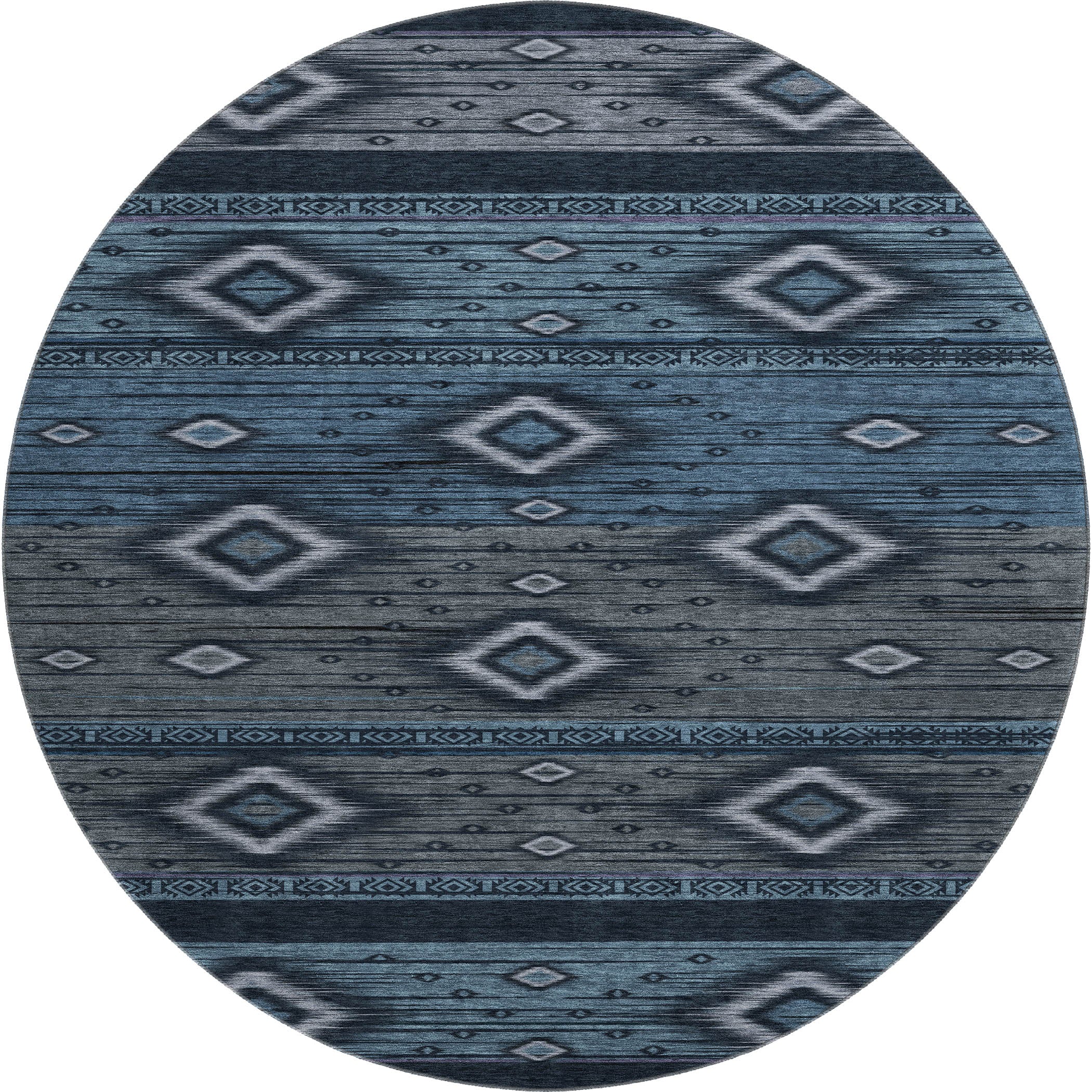 Bruges Machine Washable Transitional Teal Rug 8' x 8' #shape_Round