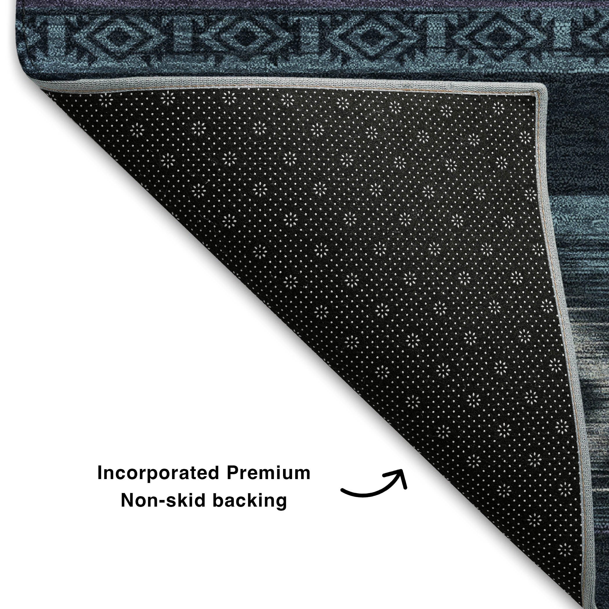 Bruges Machine Washable Transitional Teal Rug 1'8" x 2'6" #shape_Rectangle