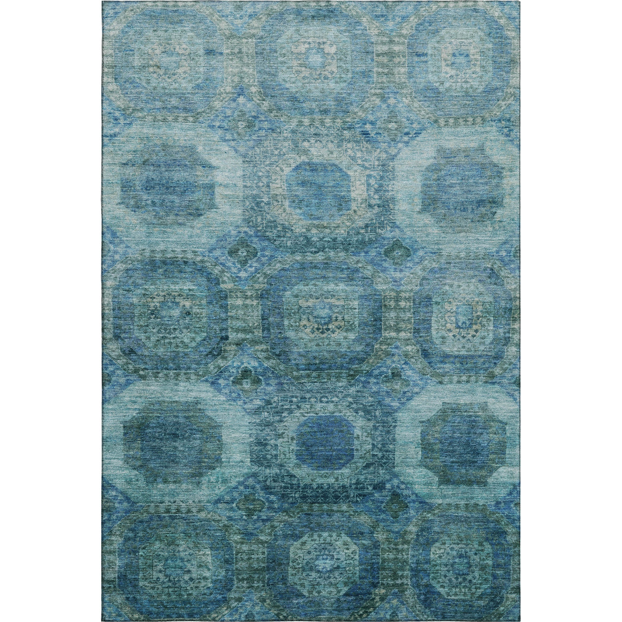 Prague Machine Washable Transitional Blue Rug 2'6" x 3'10" #shape_Rectangle